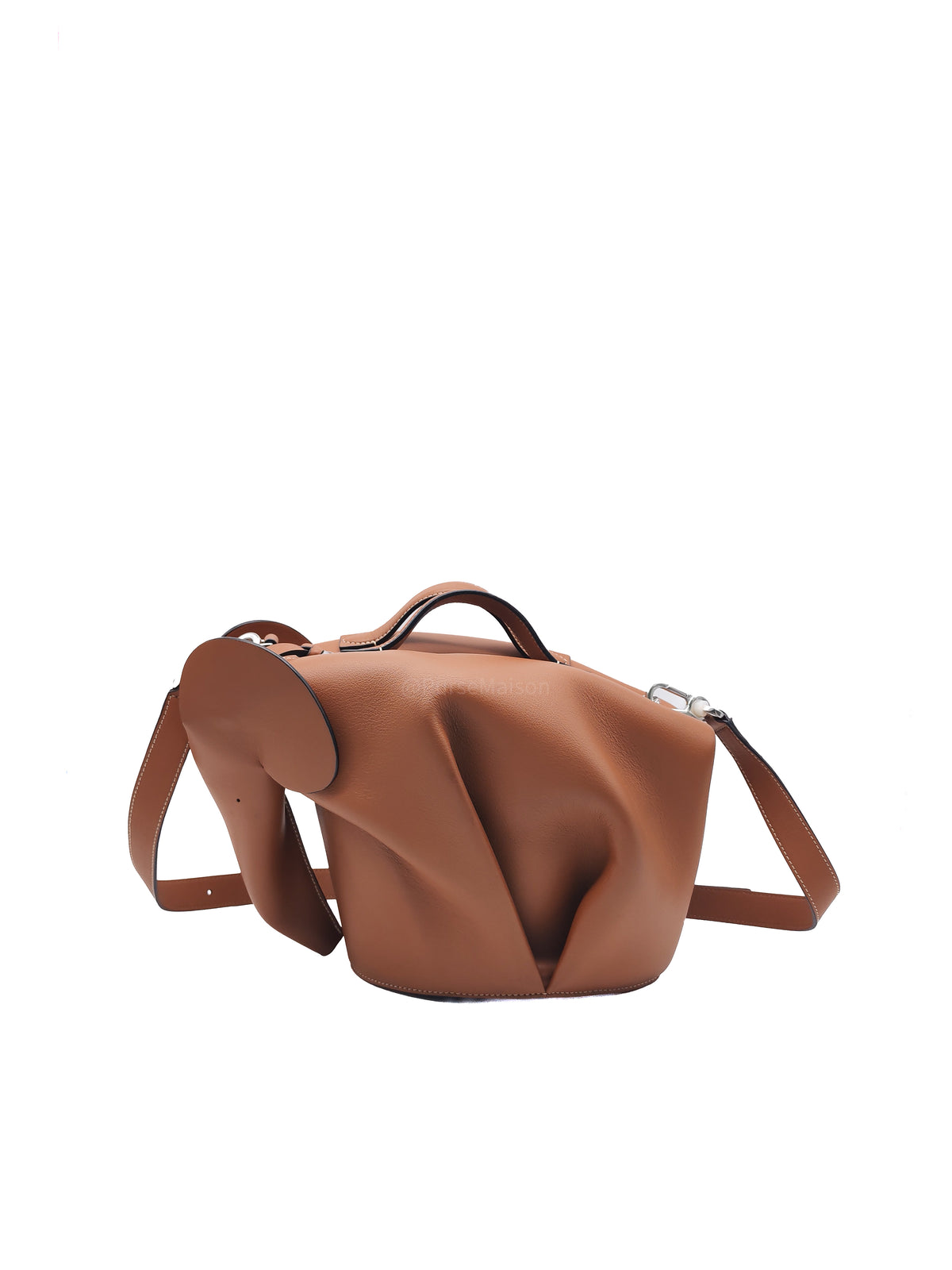 Loewe Large Elephant Bag in Tan Calfskin Leather Silver Hardware | Purse Maison Luxury Bags Shop