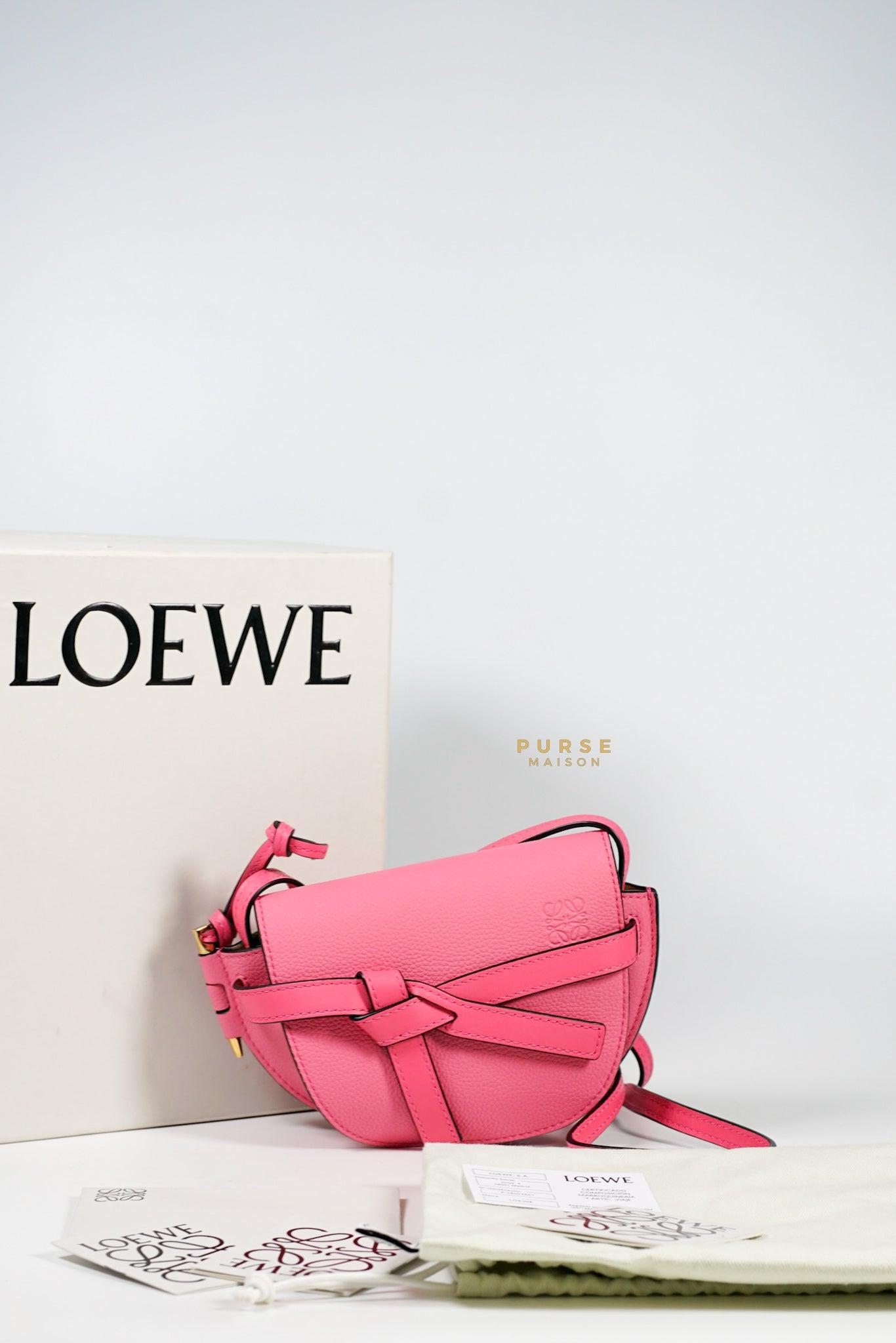 Loewe Mini Gate Cherry Pink Leather Cross Body Bag
