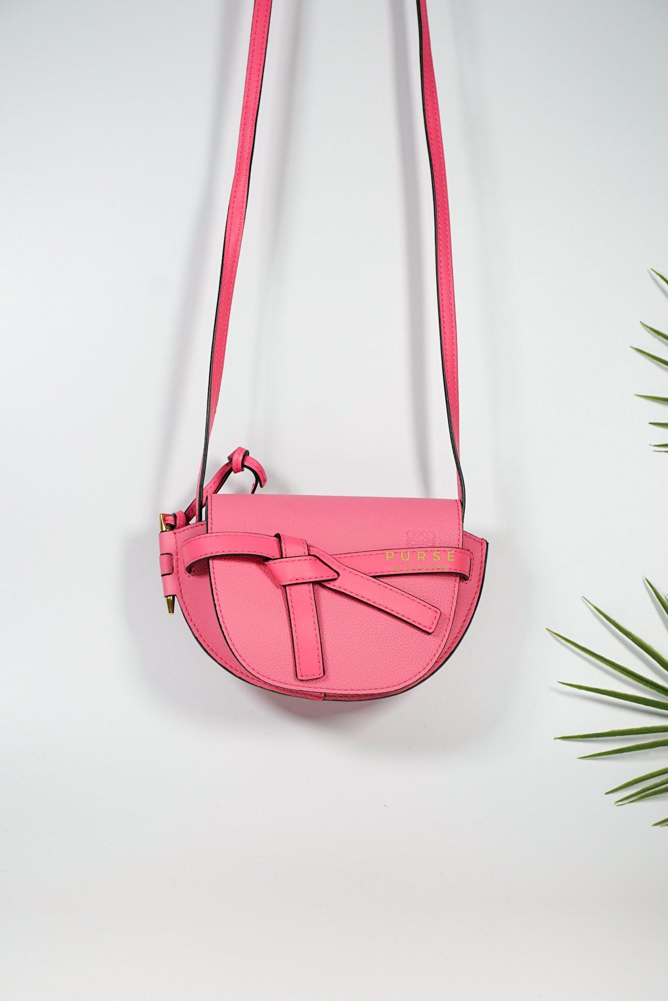 Loewe Mini Gate Cherry Pink Leather Cross Body Bag