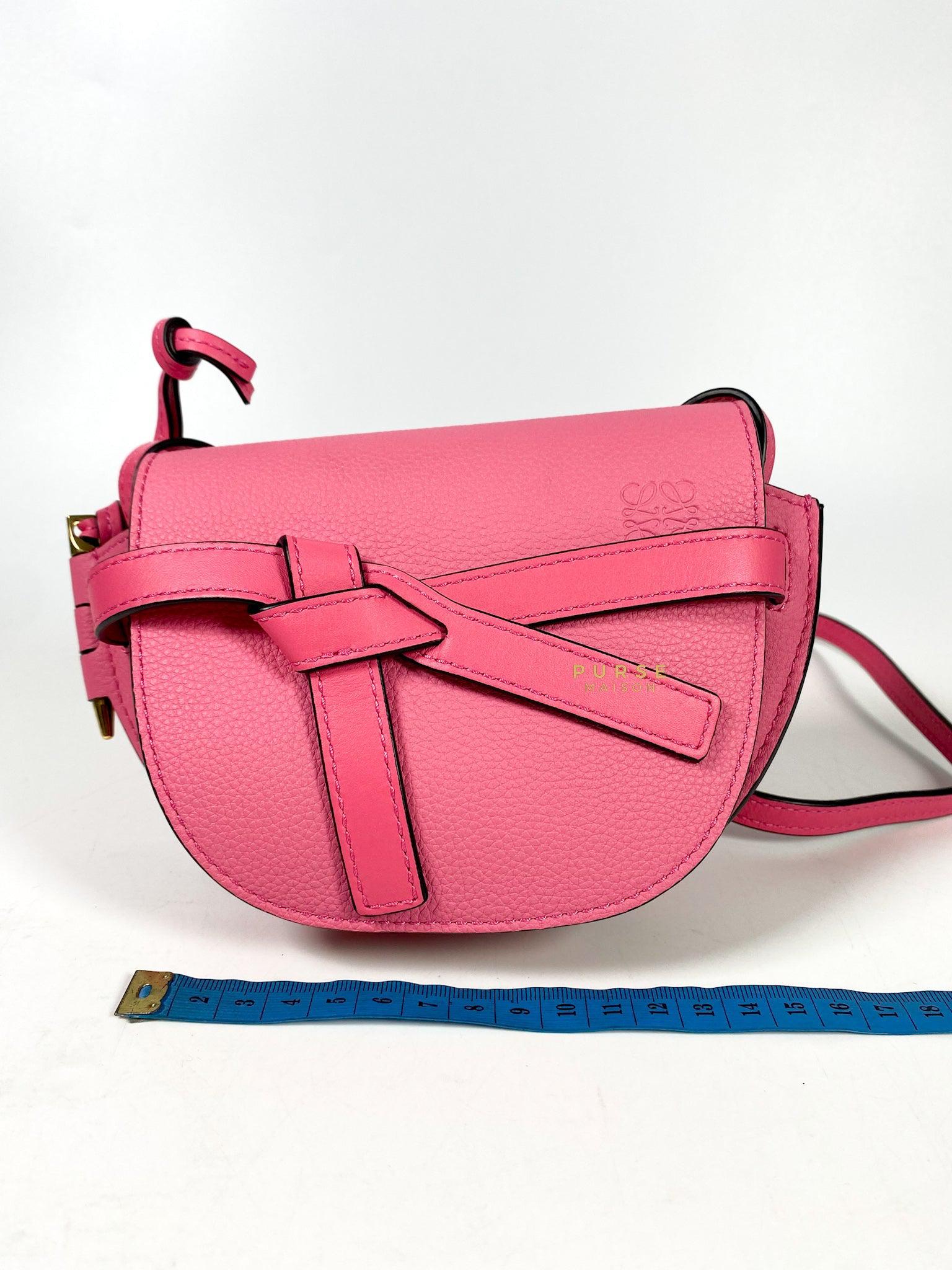 Loewe Mini Gate Cherry Pink Leather Cross Body Bag