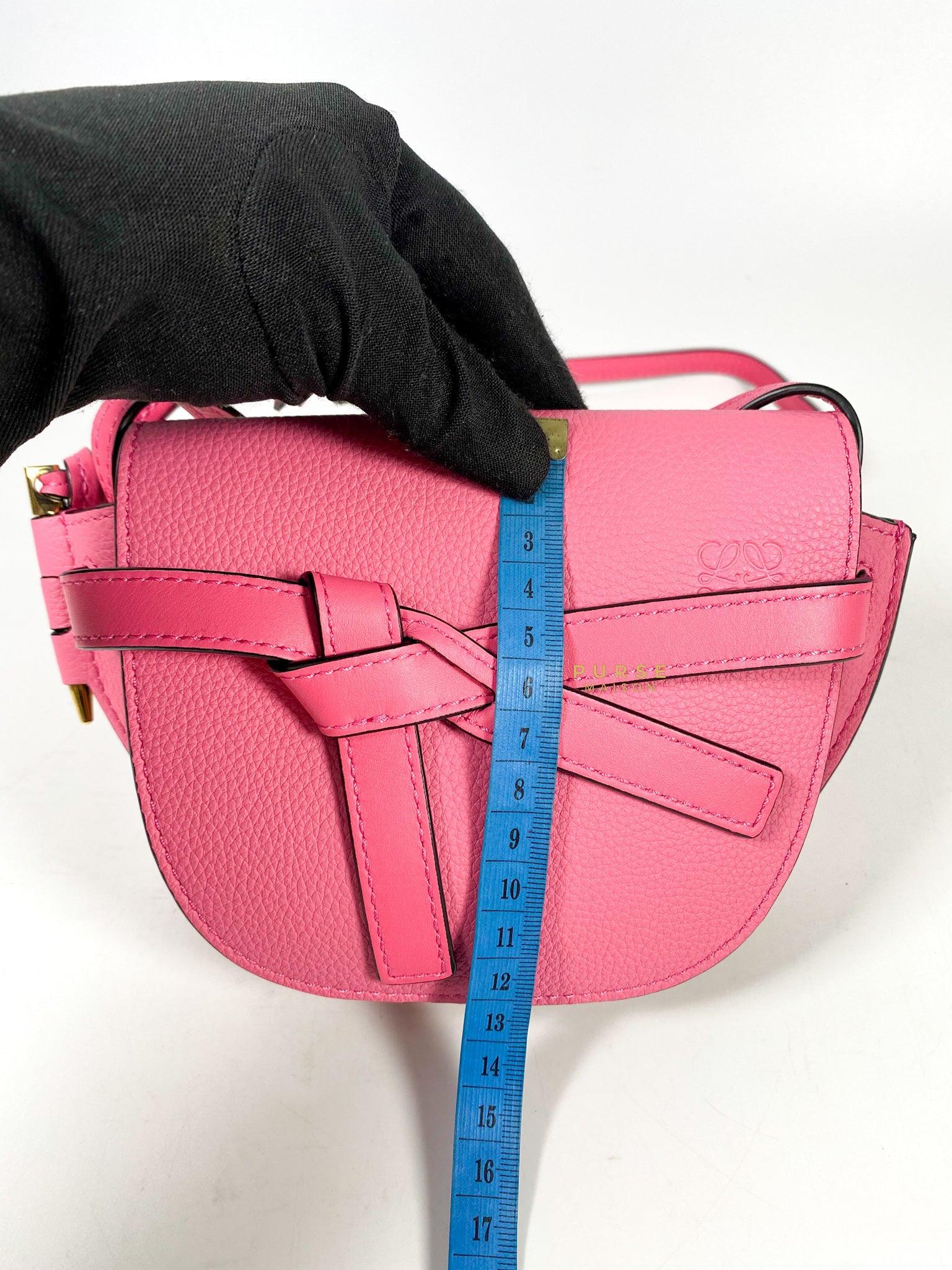 Loewe Mini Gate Cherry Pink Leather Cross Body Bag