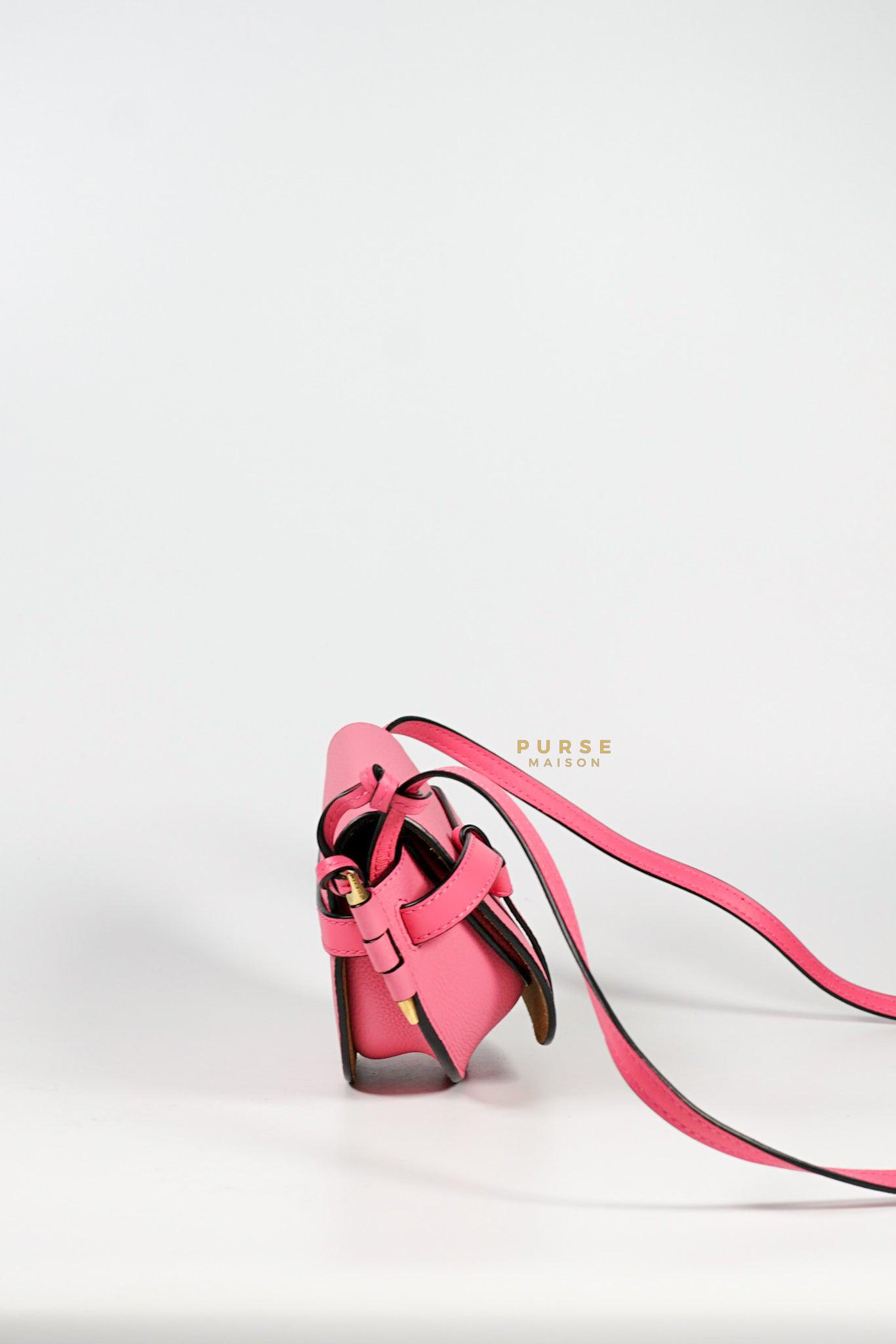 Loewe Mini Gate Cherry Pink Leather Cross Body Bag