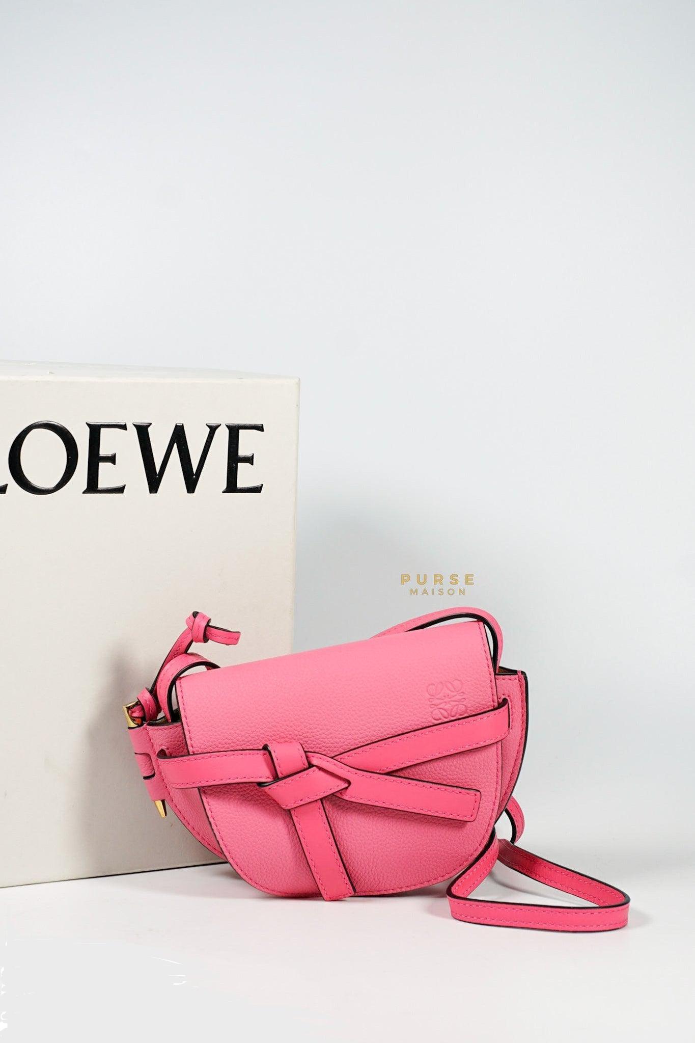 Loewe Mini Gate Cherry Pink Leather Cross Body Bag