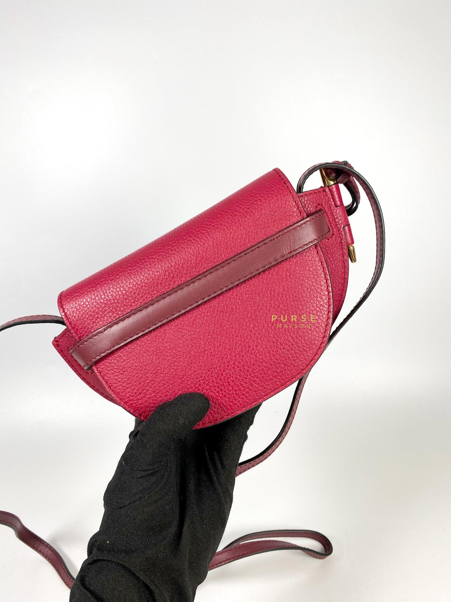 Loewe Mini Gate Raspberry Wine Leather Cross Body Bag