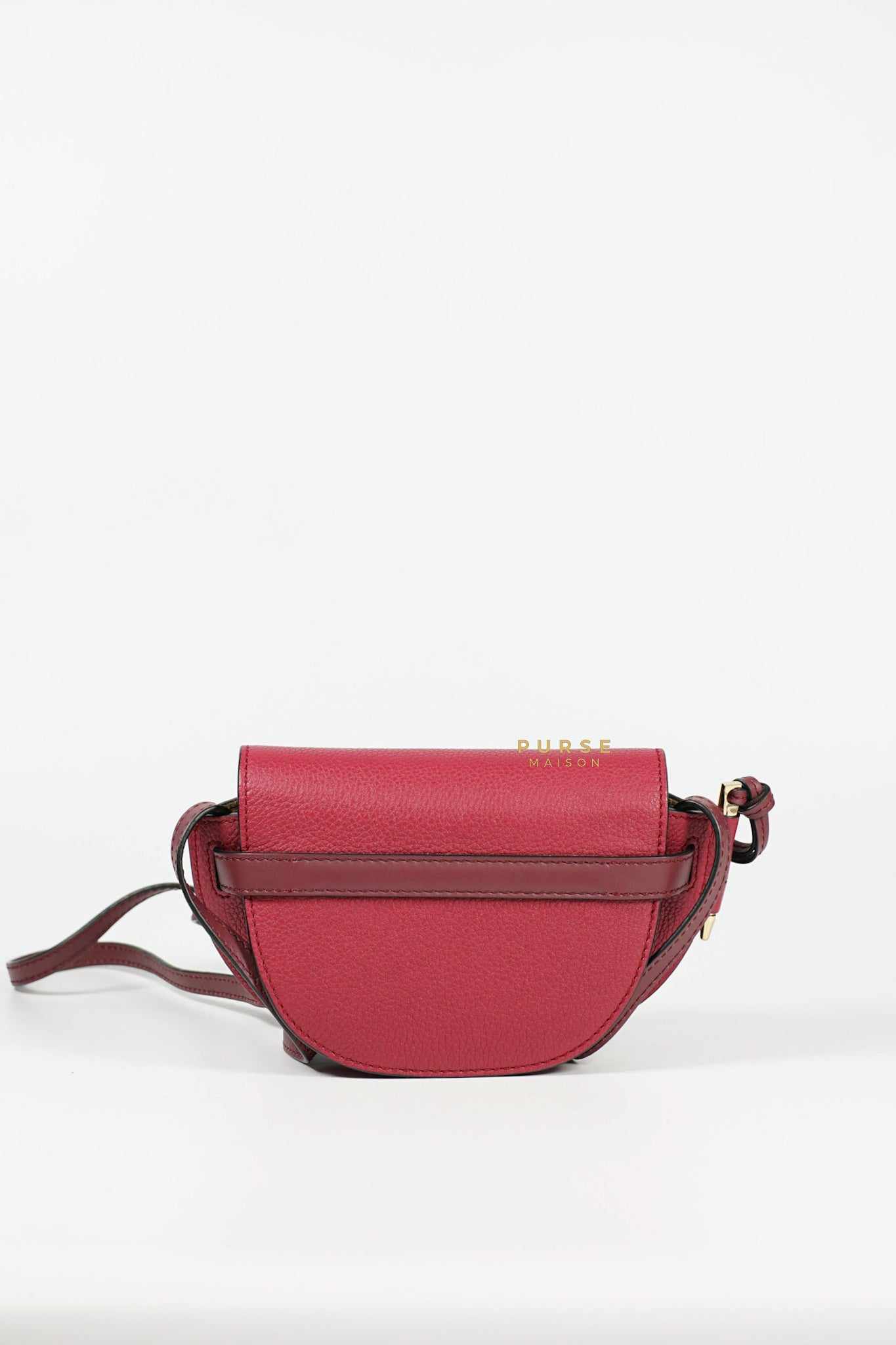 Loewe Mini Gate Raspberry Wine Leather Cross Body Bag