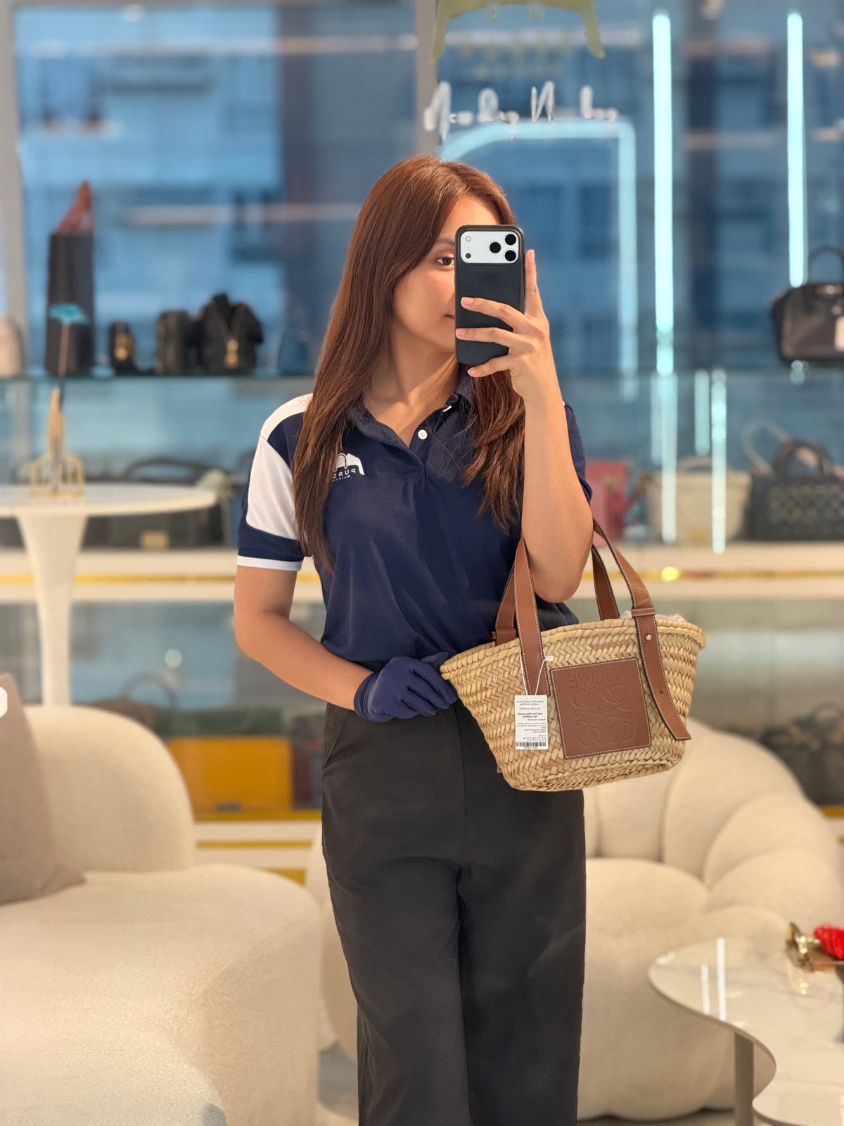 Loewe Palm Leaf & Brown Leather Small Basket Bag | Purse Maison Luxury Bags Shop