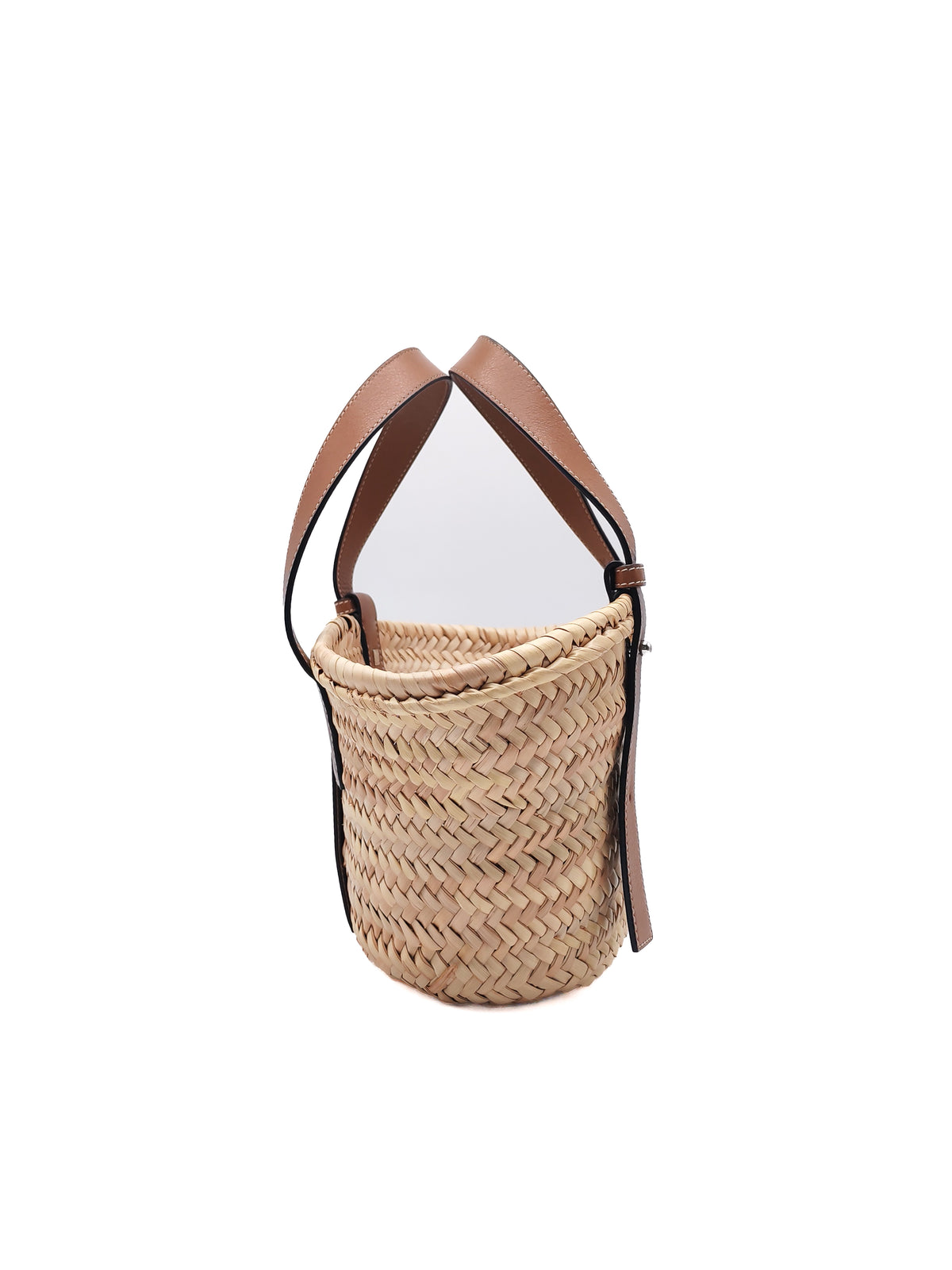 Loewe Palm Leaf & Brown Leather Small Basket Bag | Purse Maison Luxury Bags Shop