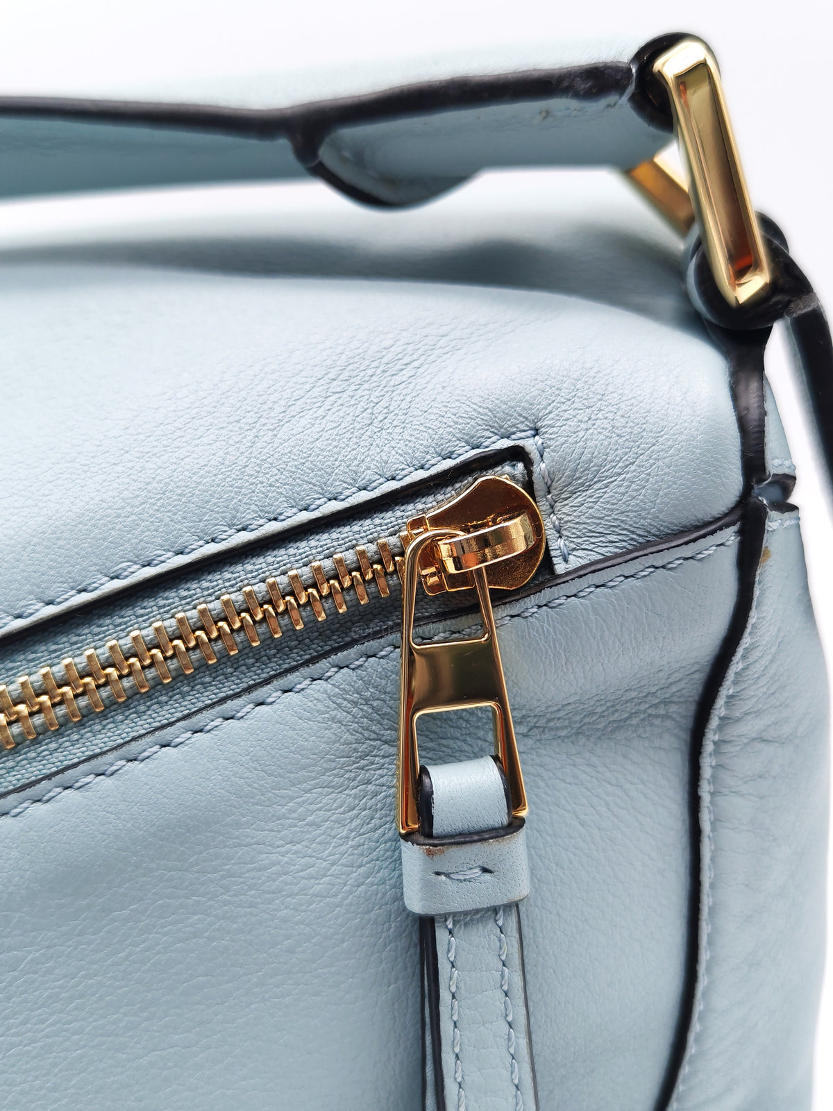Loewe Puzzle Bag Medium in Tricolor Blue Calfskin Leather and Light Gold Hardware | Purse Maison Luxury Bags Shop