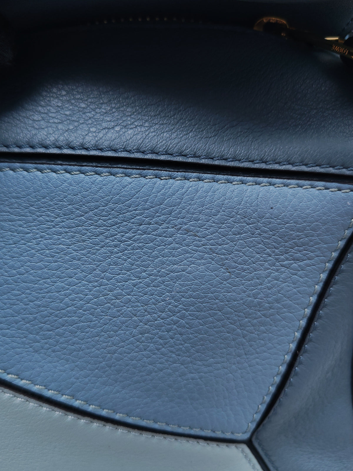 Loewe Puzzle Bag Medium in Tricolor Blue Calfskin Leather and Light Gold Hardware | Purse Maison Luxury Bags Shop