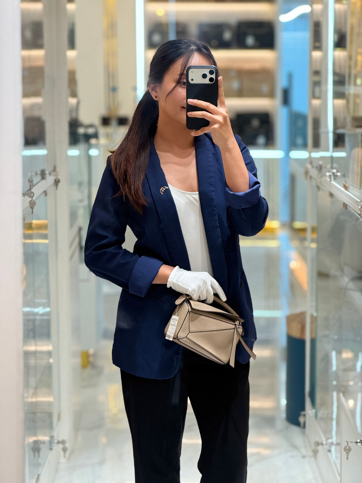 Loewe Puzzle Bag Mini in Taupe Calfskin Leather and Gold Hardware | Purse Maison Luxury Bags Shop