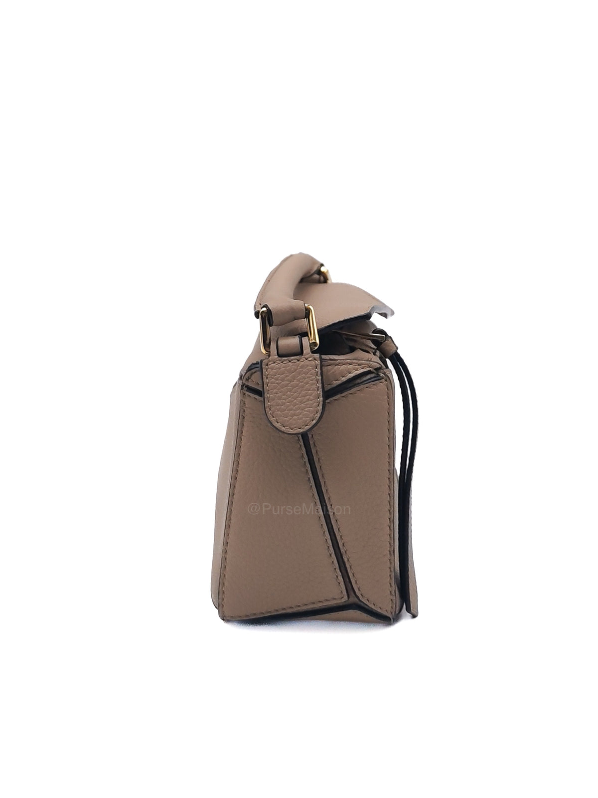 Loewe Puzzle Bag Mini in Taupe Calfskin Leather and Gold Hardware | Purse Maison Luxury Bags Shop