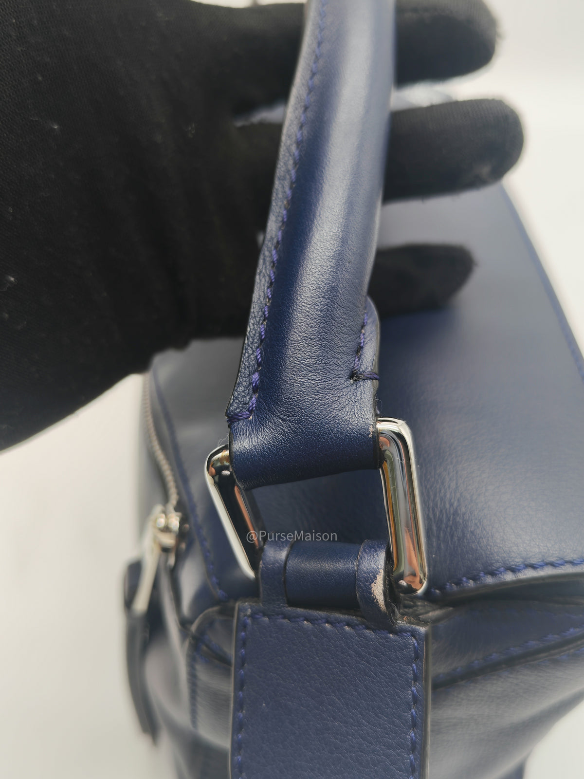 Loewe Puzzle Bag Small in Dark Blue Calfskin Leather and Silver Hardware | Purse Maison Luxury Bags Shop