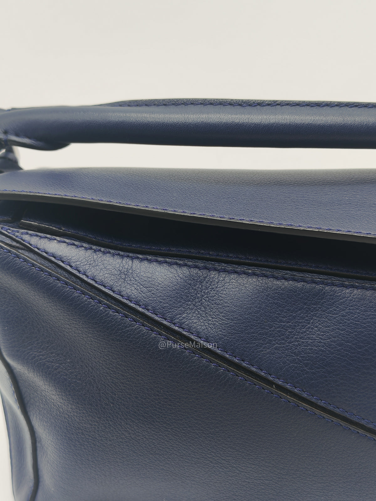 Loewe Puzzle Bag Small in Dark Blue Calfskin Leather and Silver Hardware | Purse Maison Luxury Bags Shop