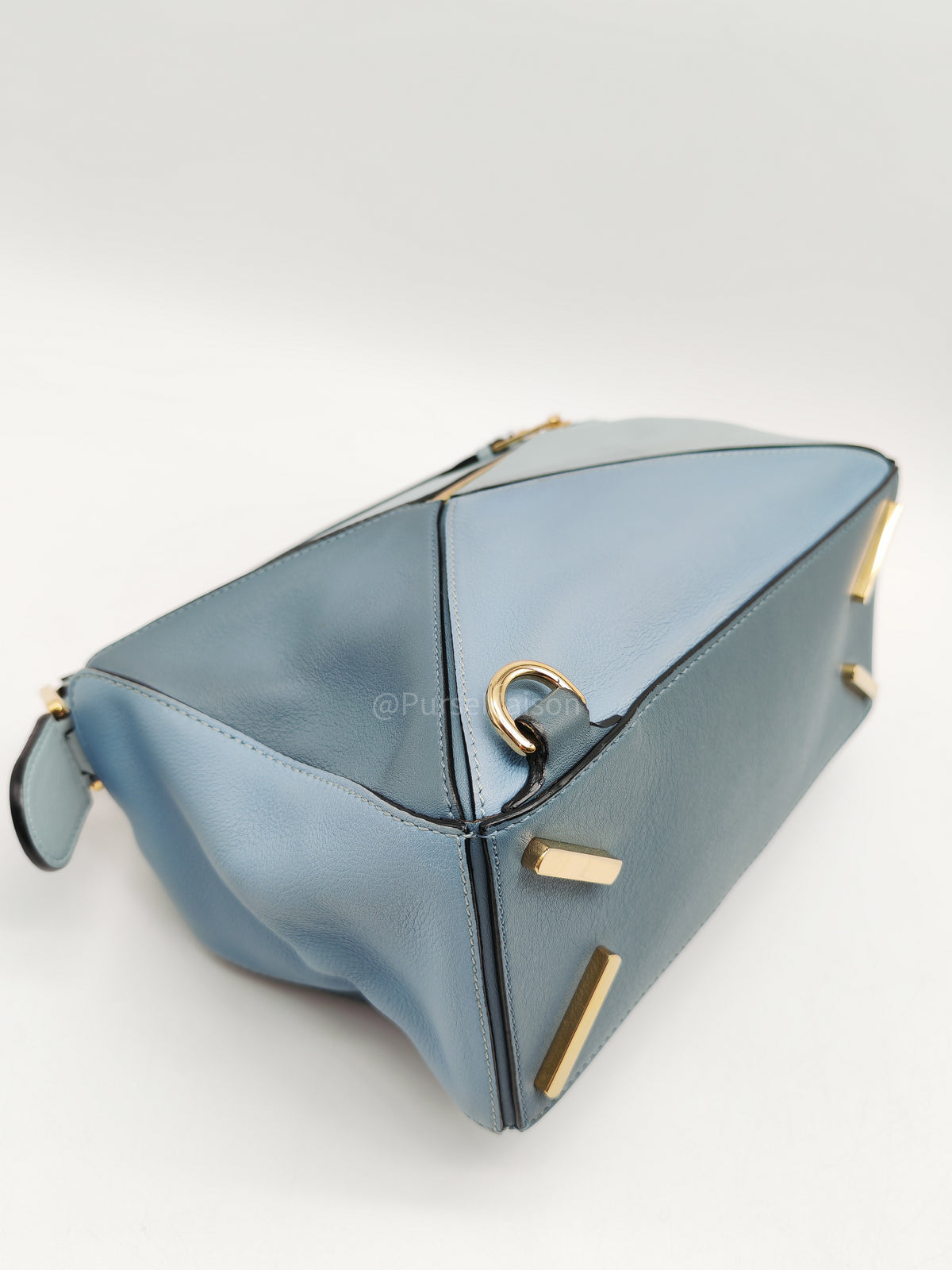 Loewe Puzzle Bag Small in Multi-tone Blue/Aqua Colorway Calfskin Leather and Gold Hardware | Purse Maison Luxury Bags Shop