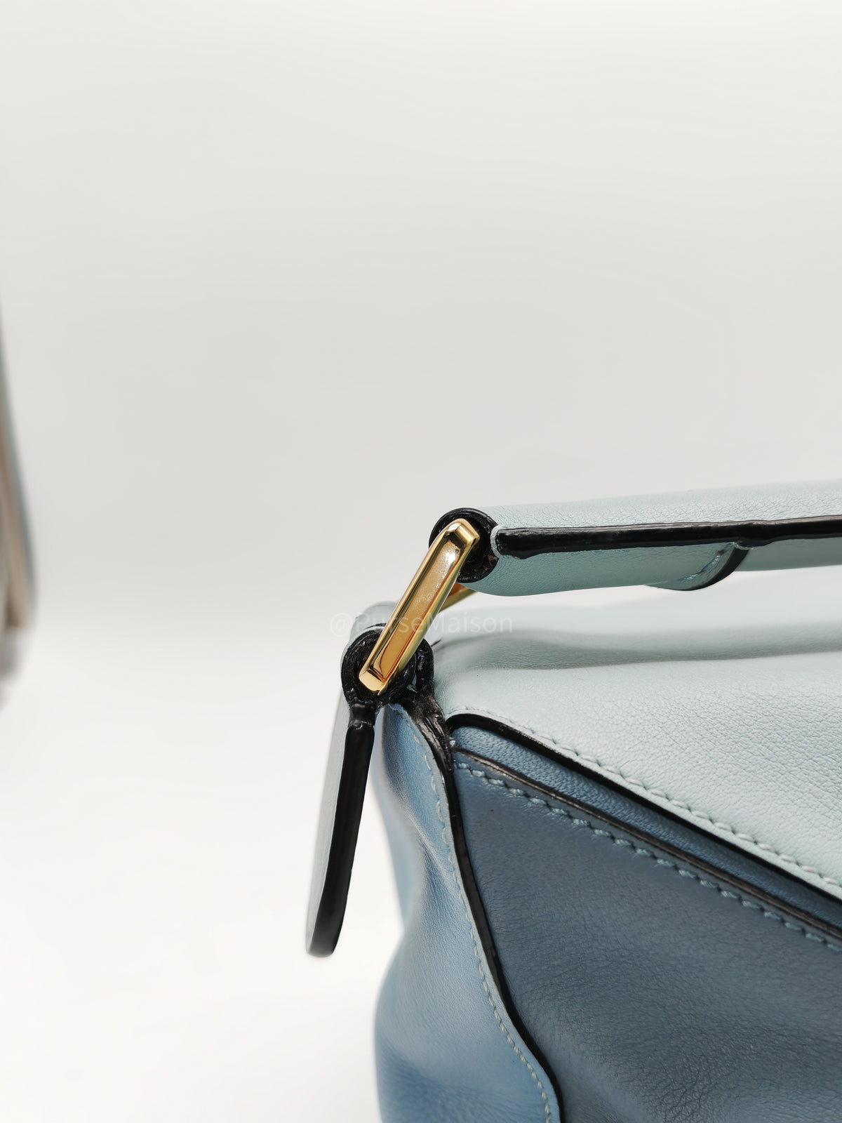 Loewe Puzzle Bag Small in Multi-tone Blue/Aqua Colorway Calfskin Leather and Gold Hardware | Purse Maison Luxury Bags Shop