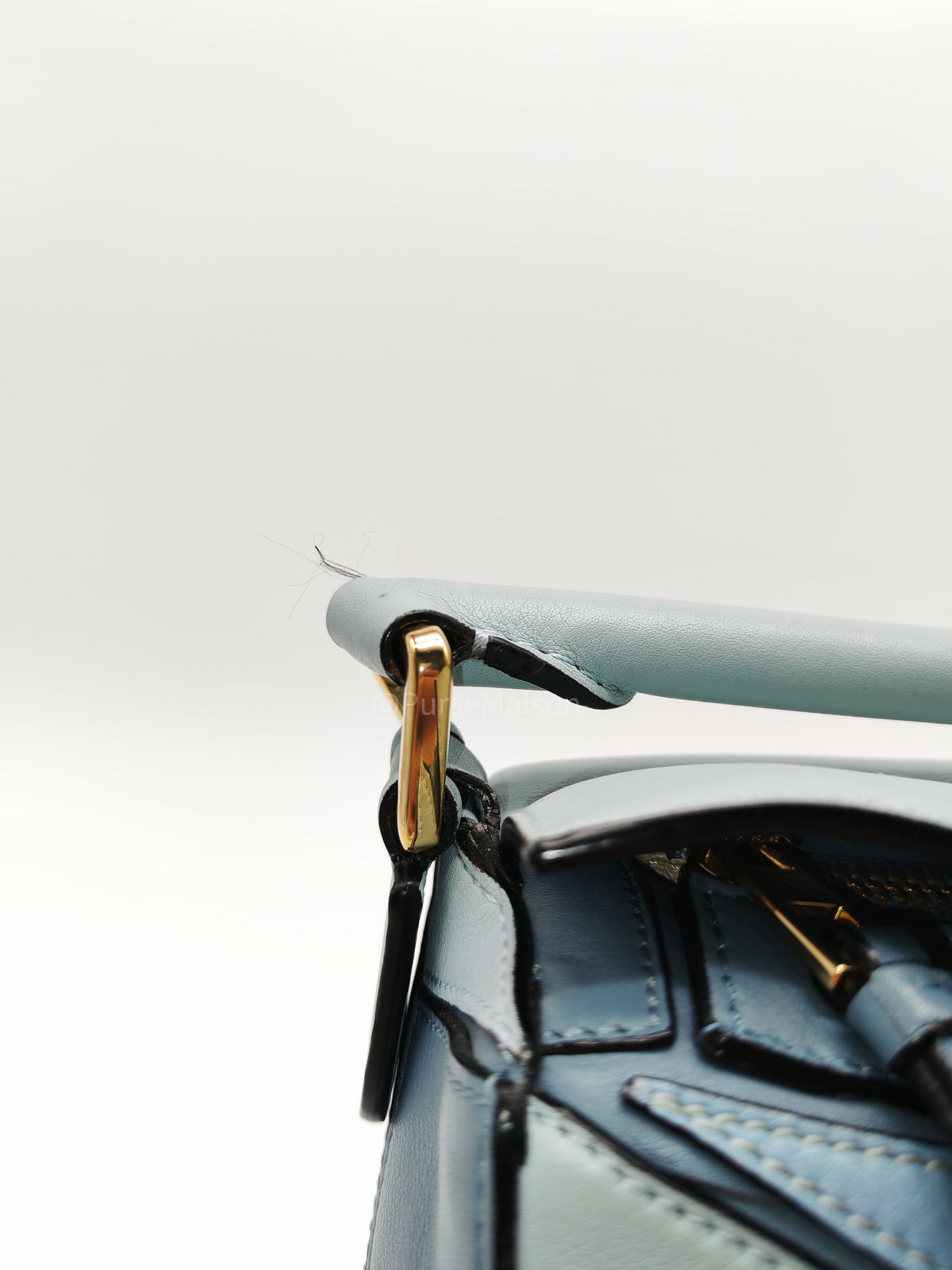 Loewe Puzzle Bag Small in Multi-tone Blue/Aqua Colorway Calfskin Leather and Gold Hardware | Purse Maison Luxury Bags Shop
