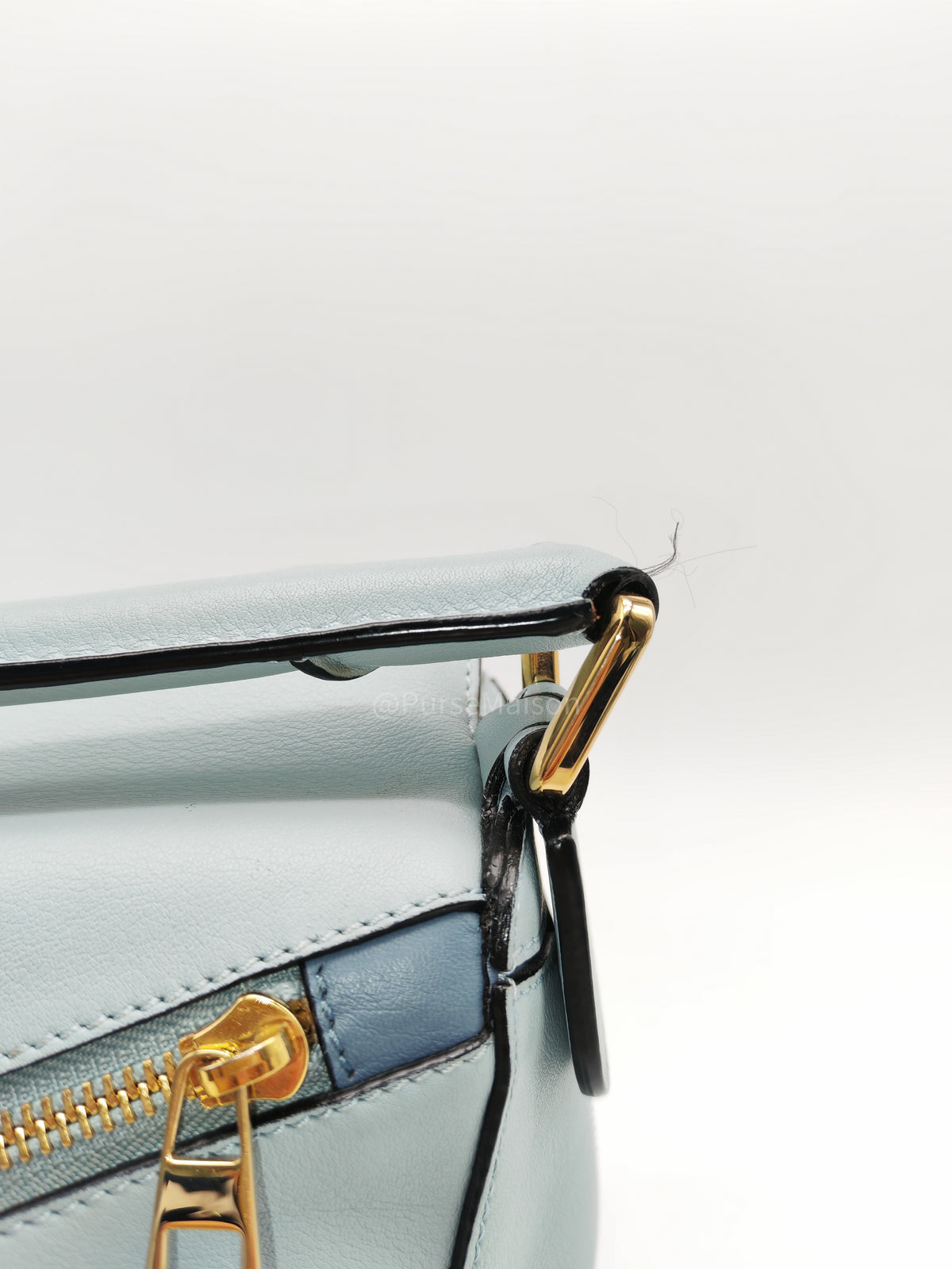 Loewe Puzzle Bag Small in Multi-tone Blue/Aqua Colorway Calfskin Leather and Gold Hardware | Purse Maison Luxury Bags Shop