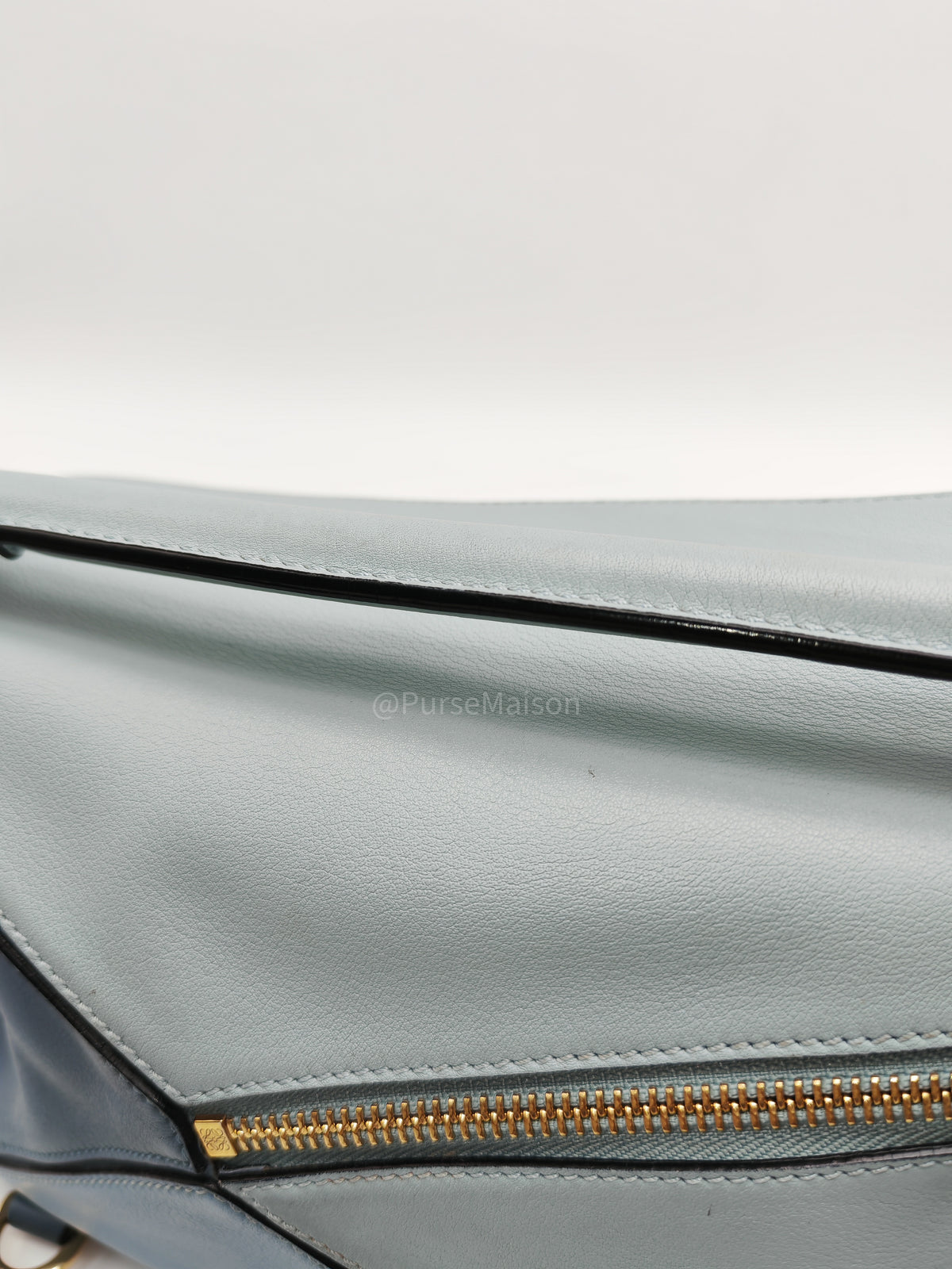 Loewe Puzzle Bag Small in Multi-tone Blue/Aqua Colorway Calfskin Leather and Gold Hardware | Purse Maison Luxury Bags Shop