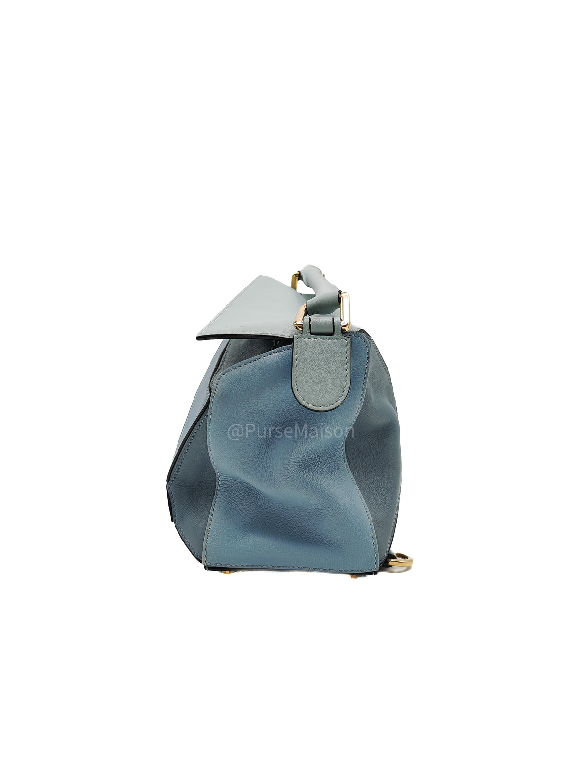 Loewe Puzzle Bag Small in Multi-tone Blue/Aqua Colorway Calfskin Leather and Gold Hardware | Purse Maison Luxury Bags Shop