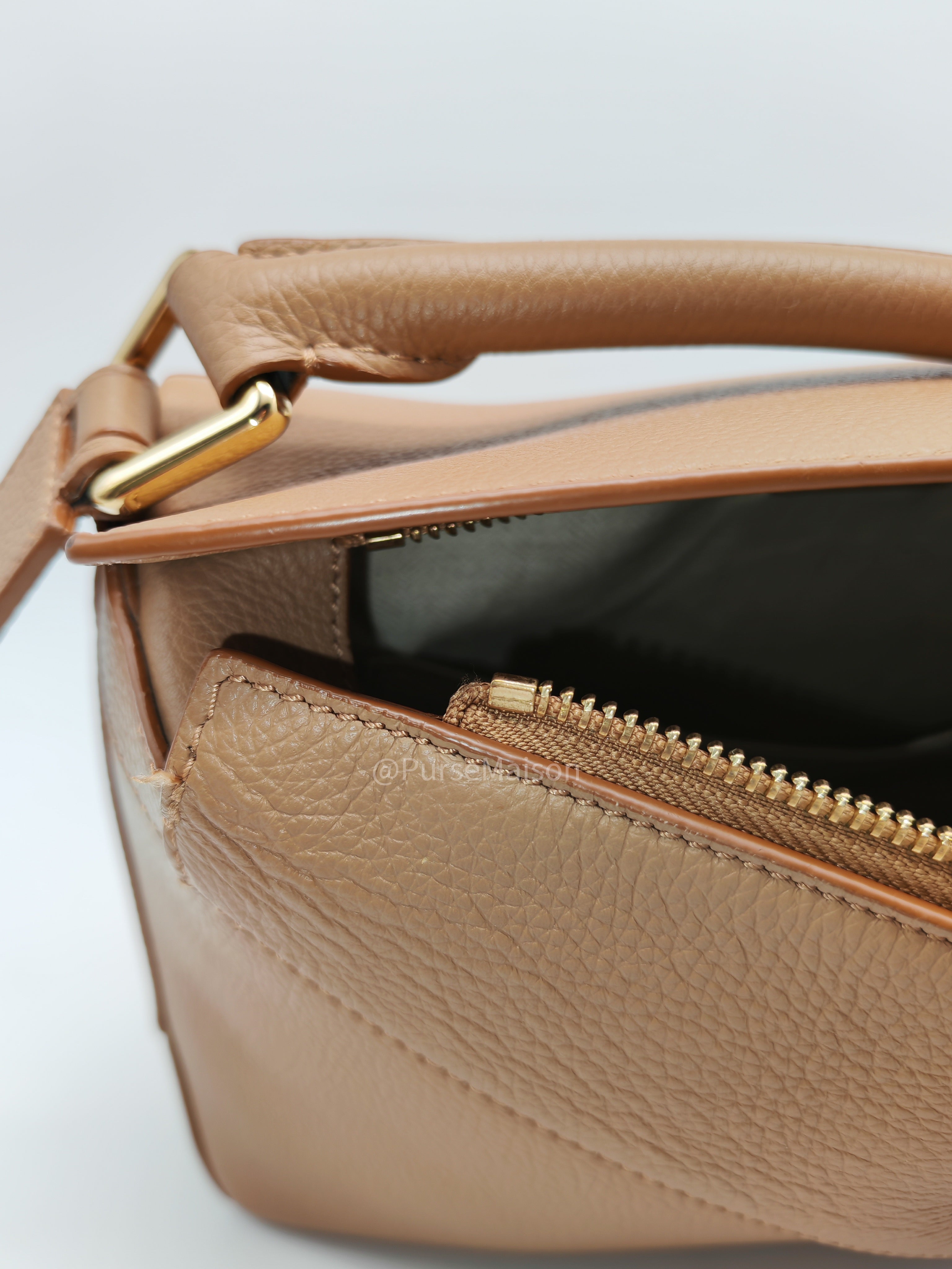 Loewe Puzzle Edge Small in Toffee Grained Calfskin Leather Shoulder Bag | Purse Maison Luxury Bags Shop