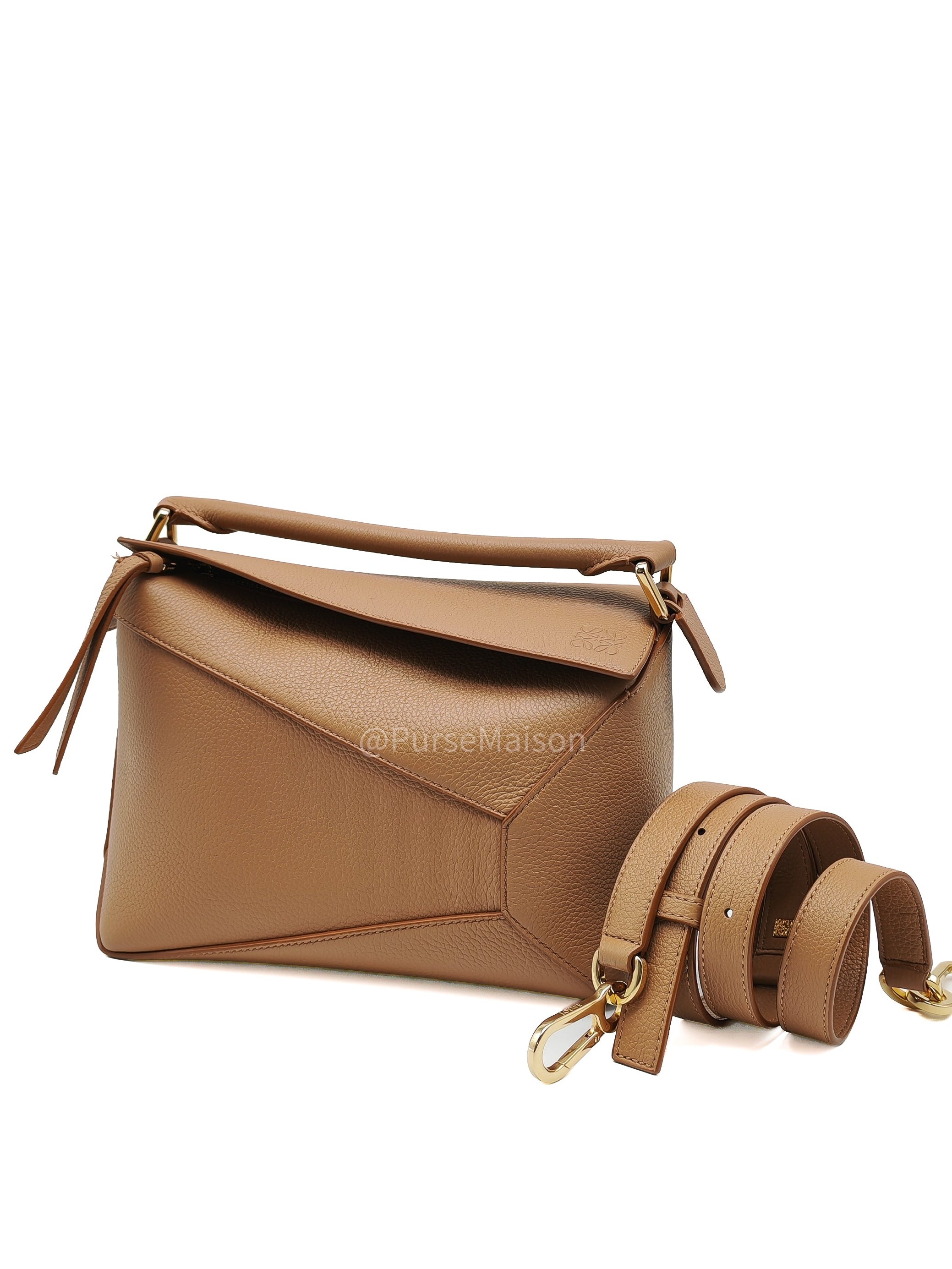 Loewe Puzzle Edge Small in Toffee Grained Calfskin Leather Shoulder Bag | Purse Maison Luxury Bags Shop