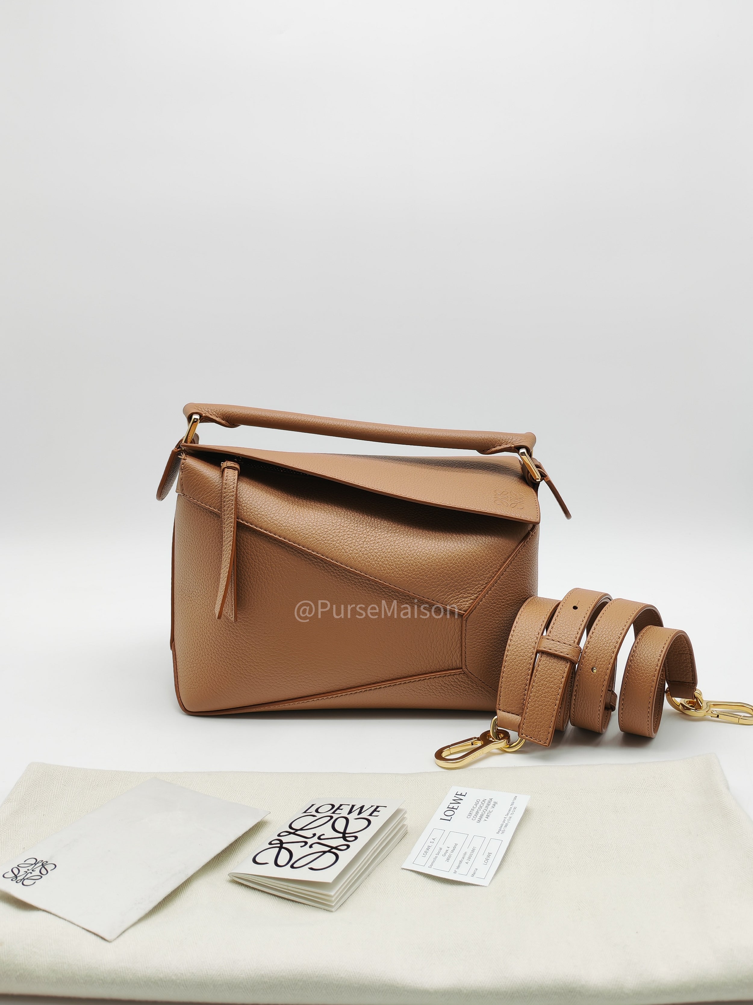 Loewe Puzzle Edge Small in Toffee Grained Calfskin Leather Shoulder Bag | Purse Maison Luxury Bags Shop