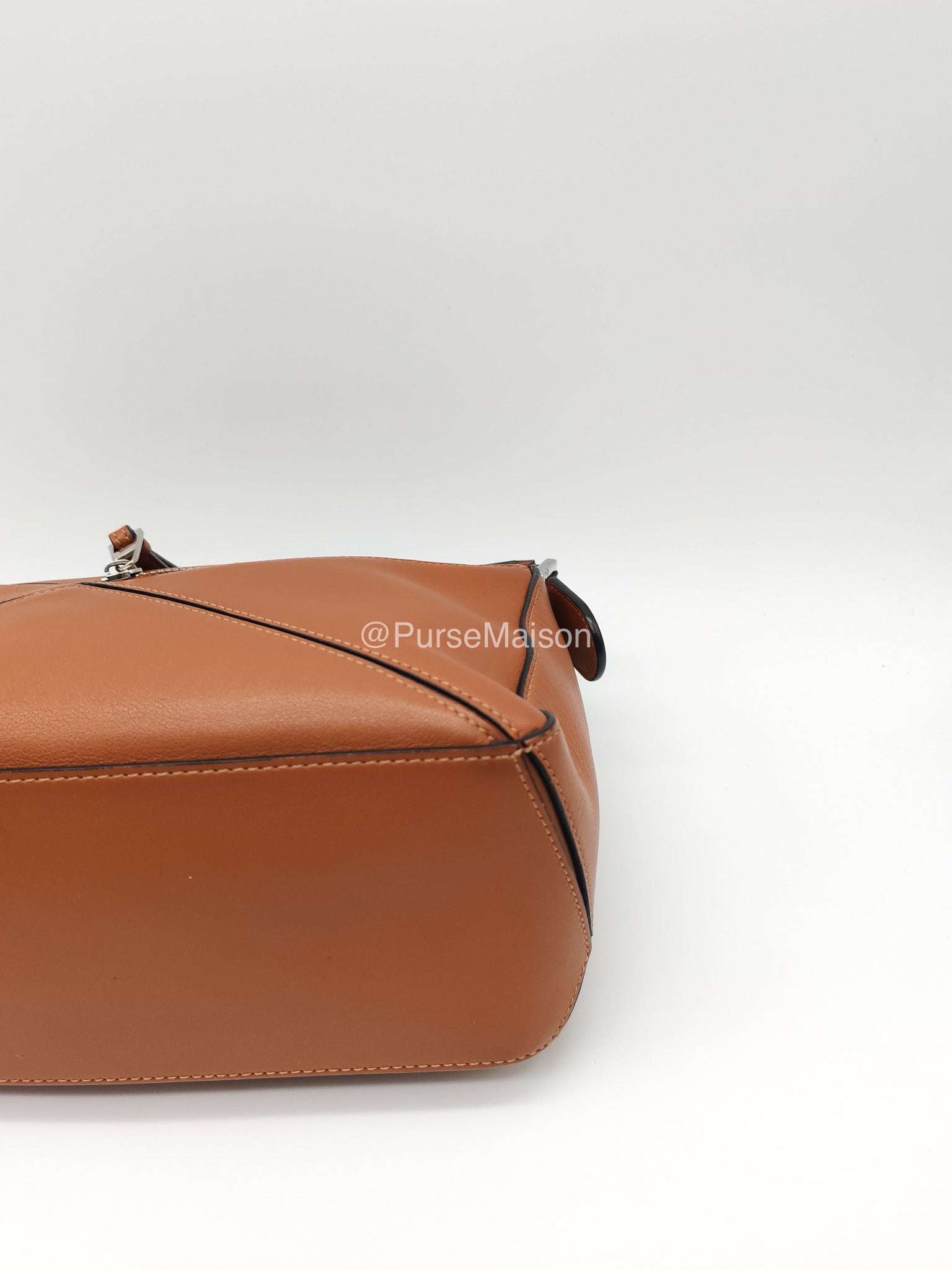 Loewe Puzzle Small Bag in Tan Calfskin Leather and Silver Hardware | Purse Maison Luxury Bags Shop