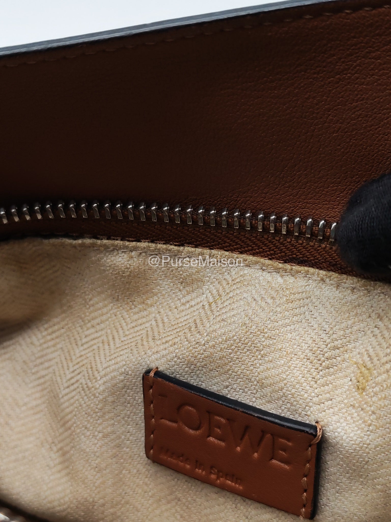 Loewe Puzzle Small Bag in Tan Calfskin Leather and Silver Hardware | Purse Maison Luxury Bags Shop