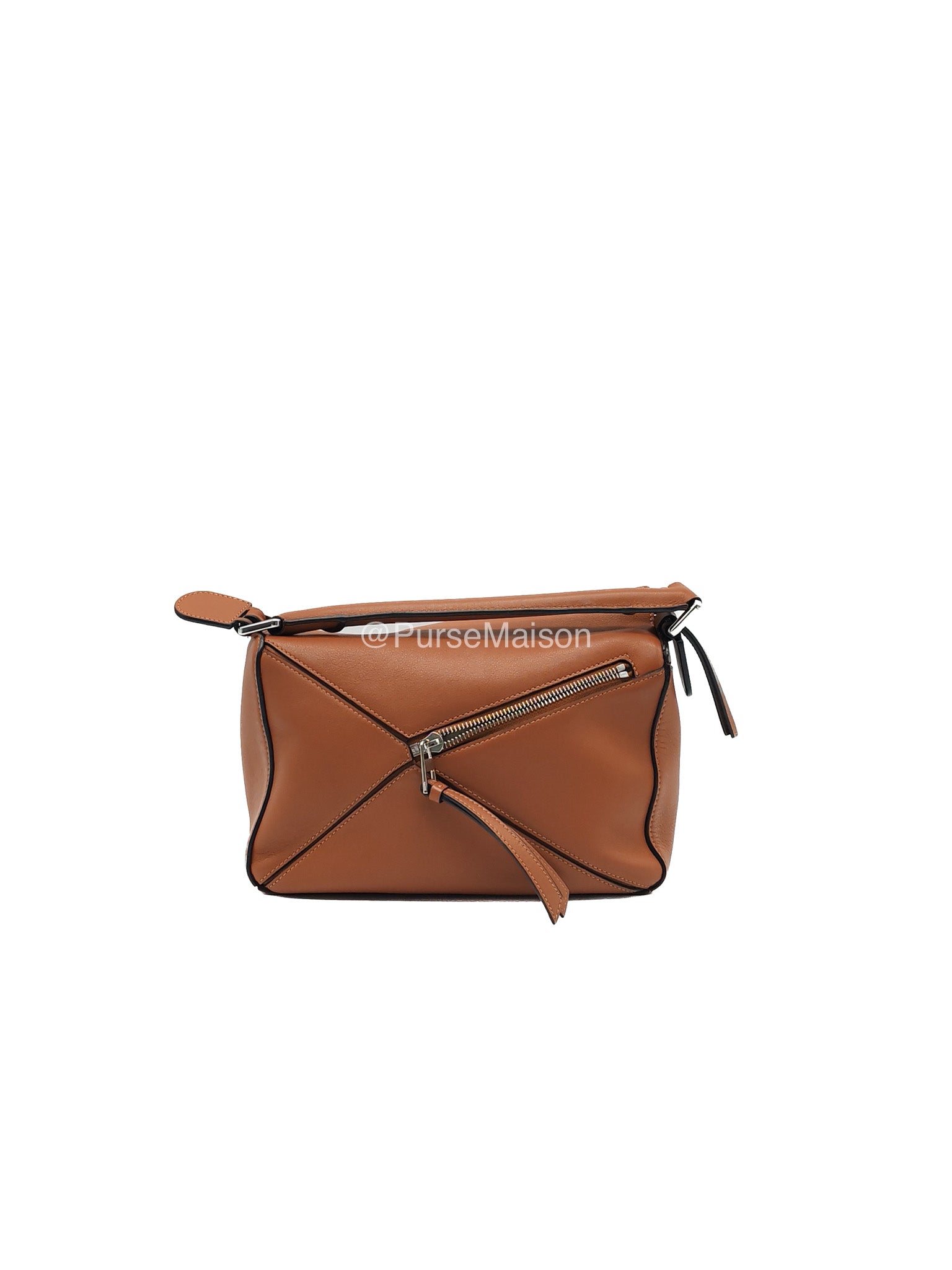 Loewe Puzzle Small Bag in Tan Calfskin Leather and Silver Hardware | Purse Maison Luxury Bags Shop