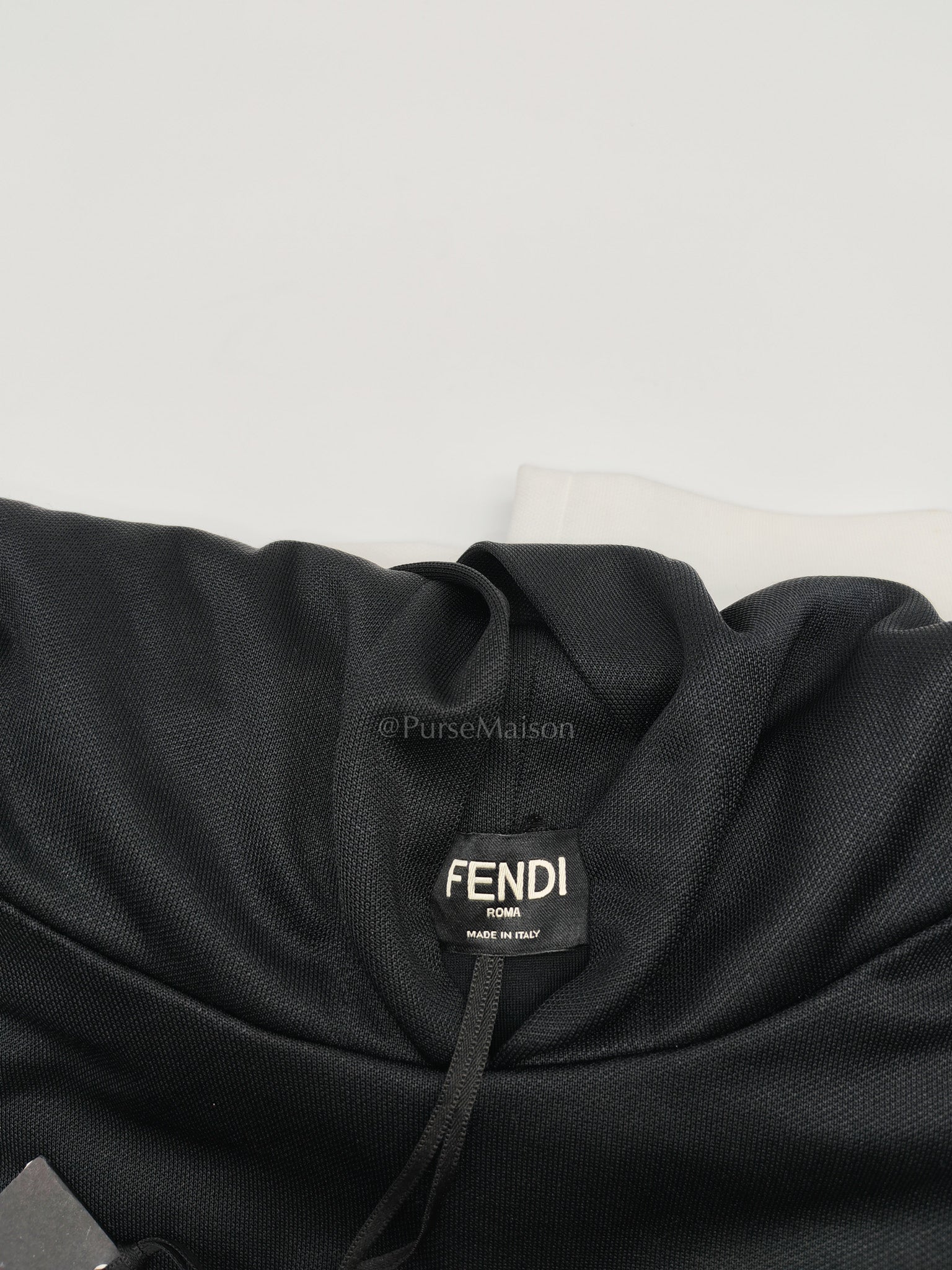 Logo Print Two Color Checkered Hoodie in Black/White Size L | Purse Maison Luxury Bags Shop