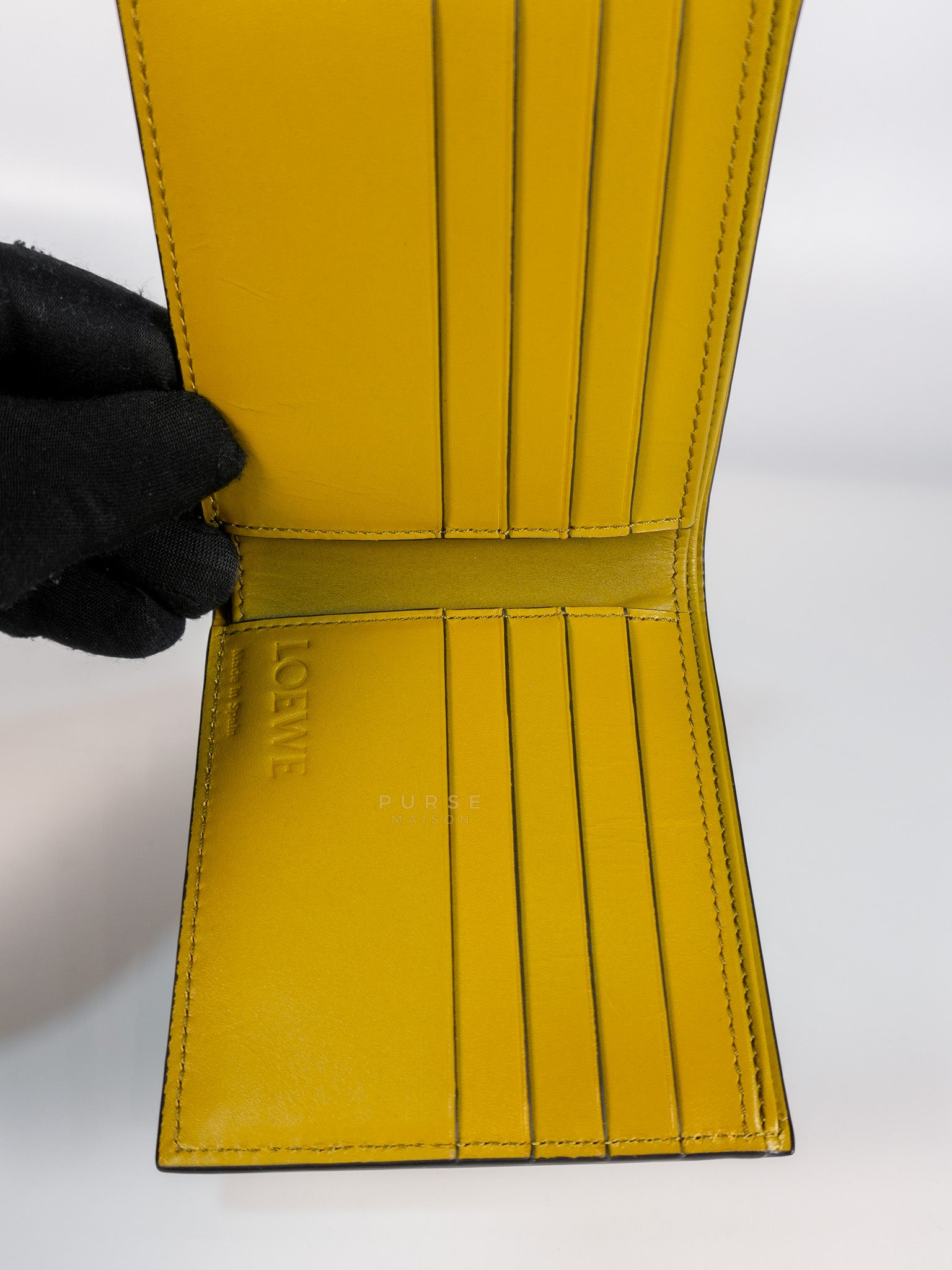 Logo Signature Print in Olive Calfskin Leather | Purse Maison Luxury Bags Shop