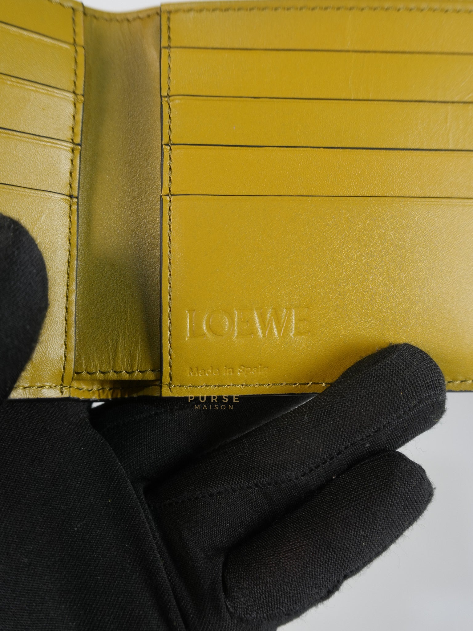 Logo Signature Print in Olive Calfskin Leather | Purse Maison Luxury Bags Shop