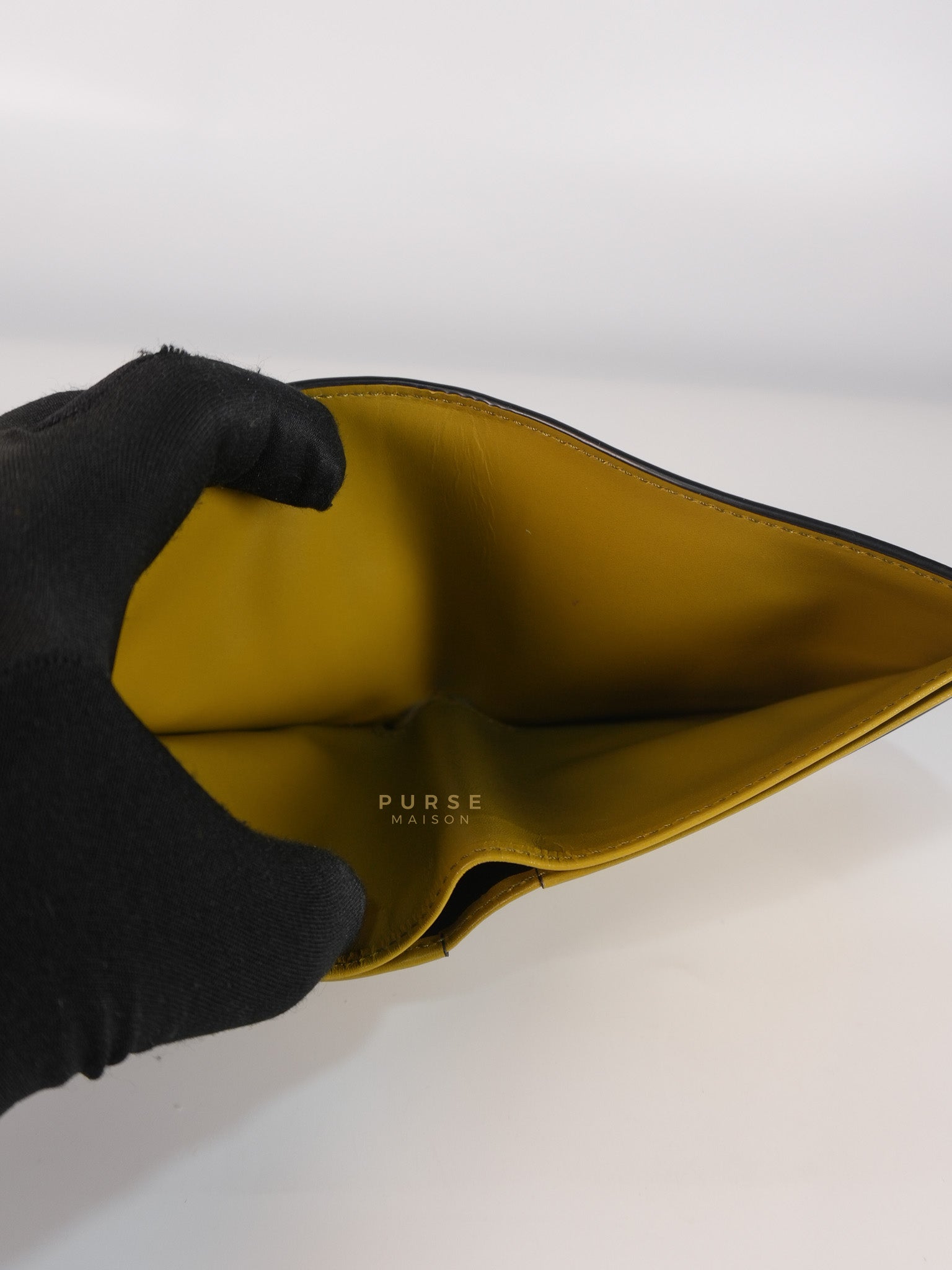 Logo Signature Print in Olive Calfskin Leather | Purse Maison Luxury Bags Shop