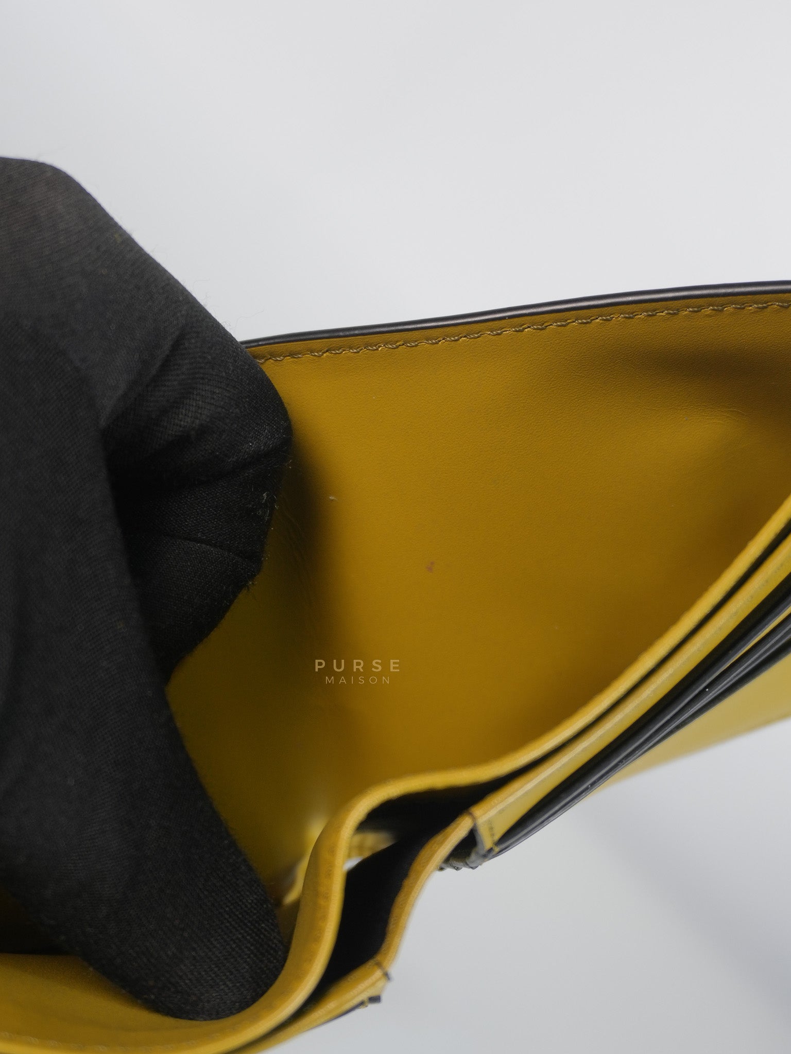Logo Signature Print in Olive Calfskin Leather | Purse Maison Luxury Bags Shop
