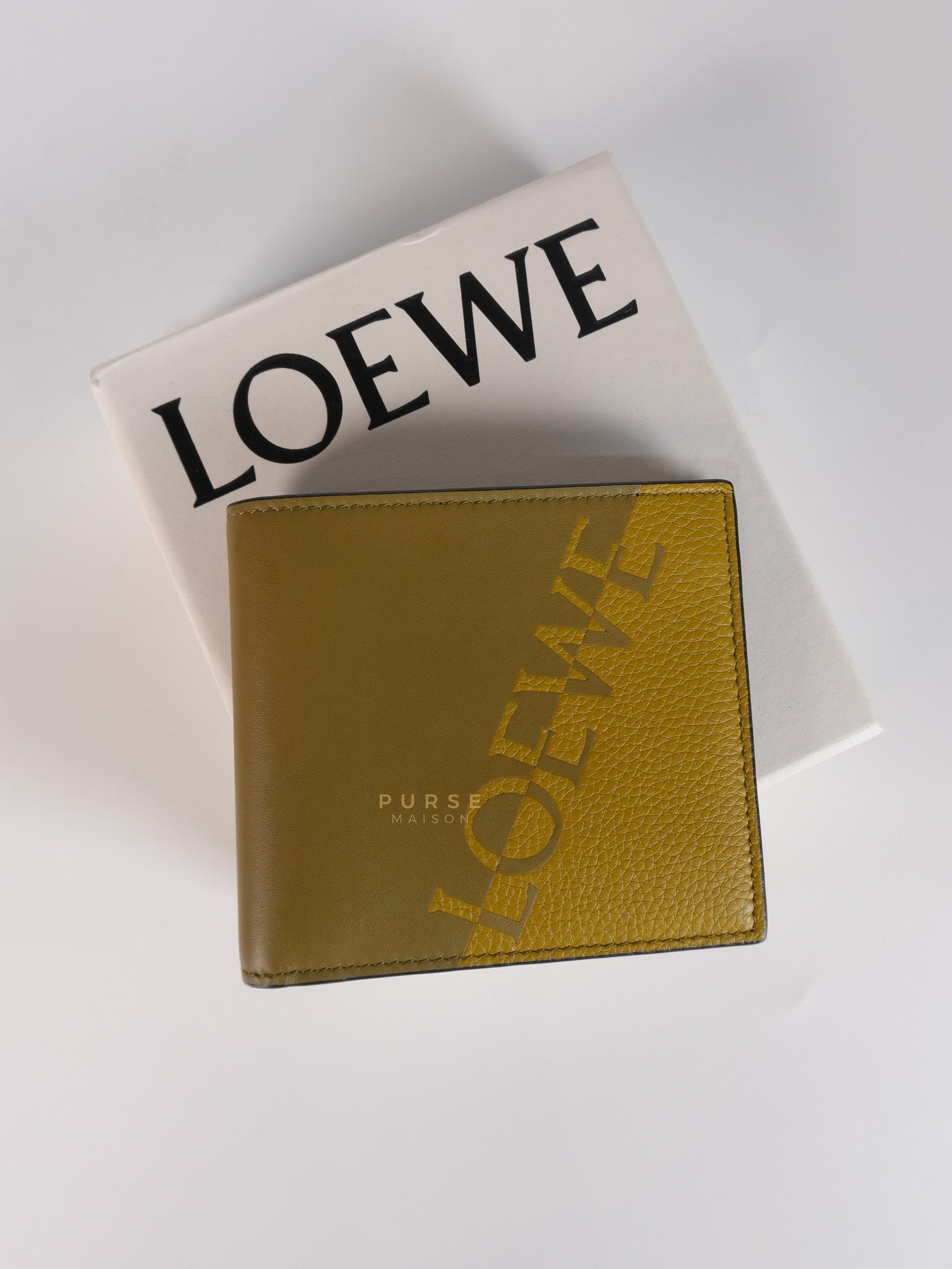 Logo Signature Print in Olive Calfskin Leather | Purse Maison Luxury Bags Shop