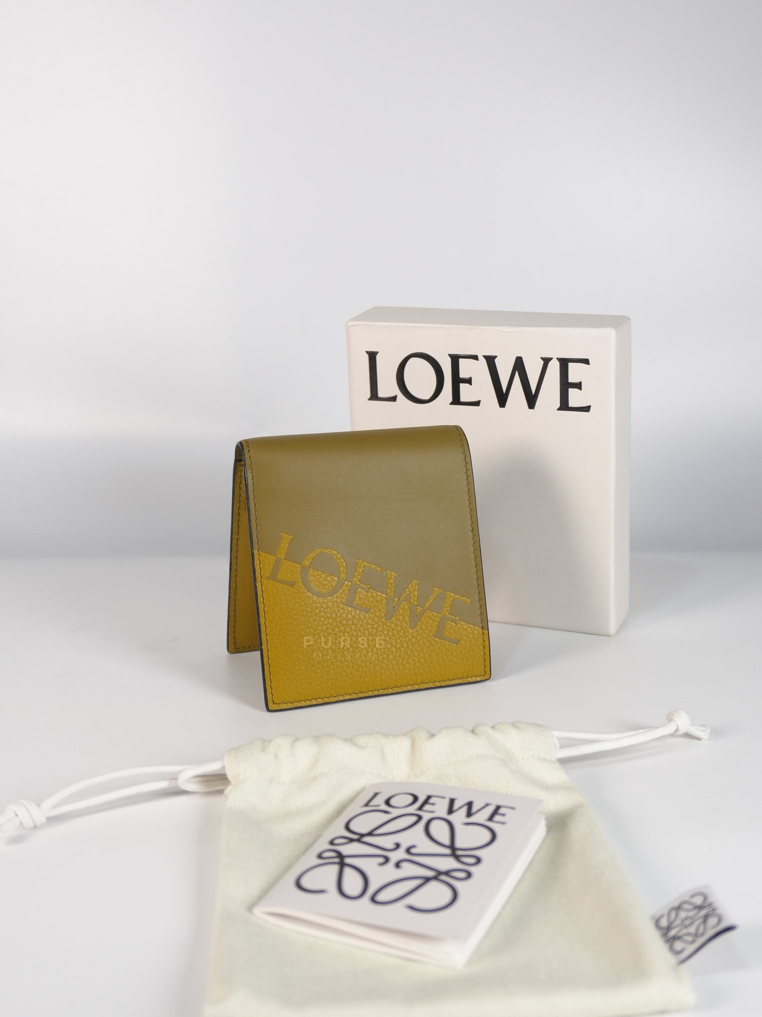 Logo Signature Print in Olive Calfskin Leather | Purse Maison Luxury Bags Shop