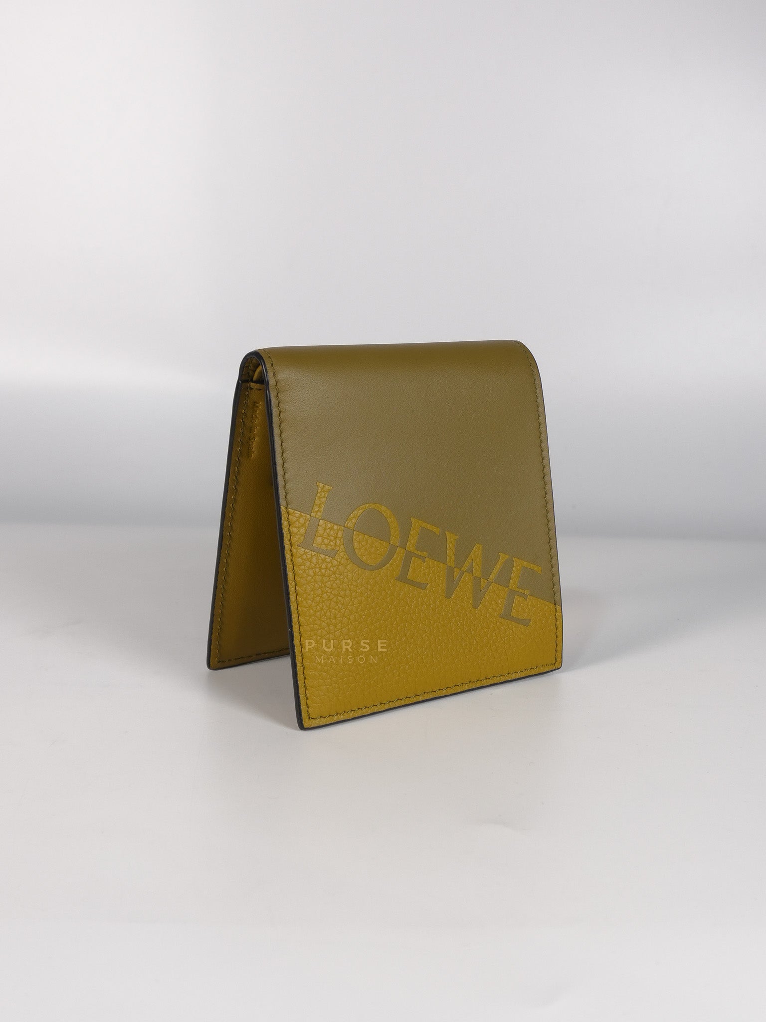 Logo Signature Print in Olive Calfskin Leather | Purse Maison Luxury Bags Shop