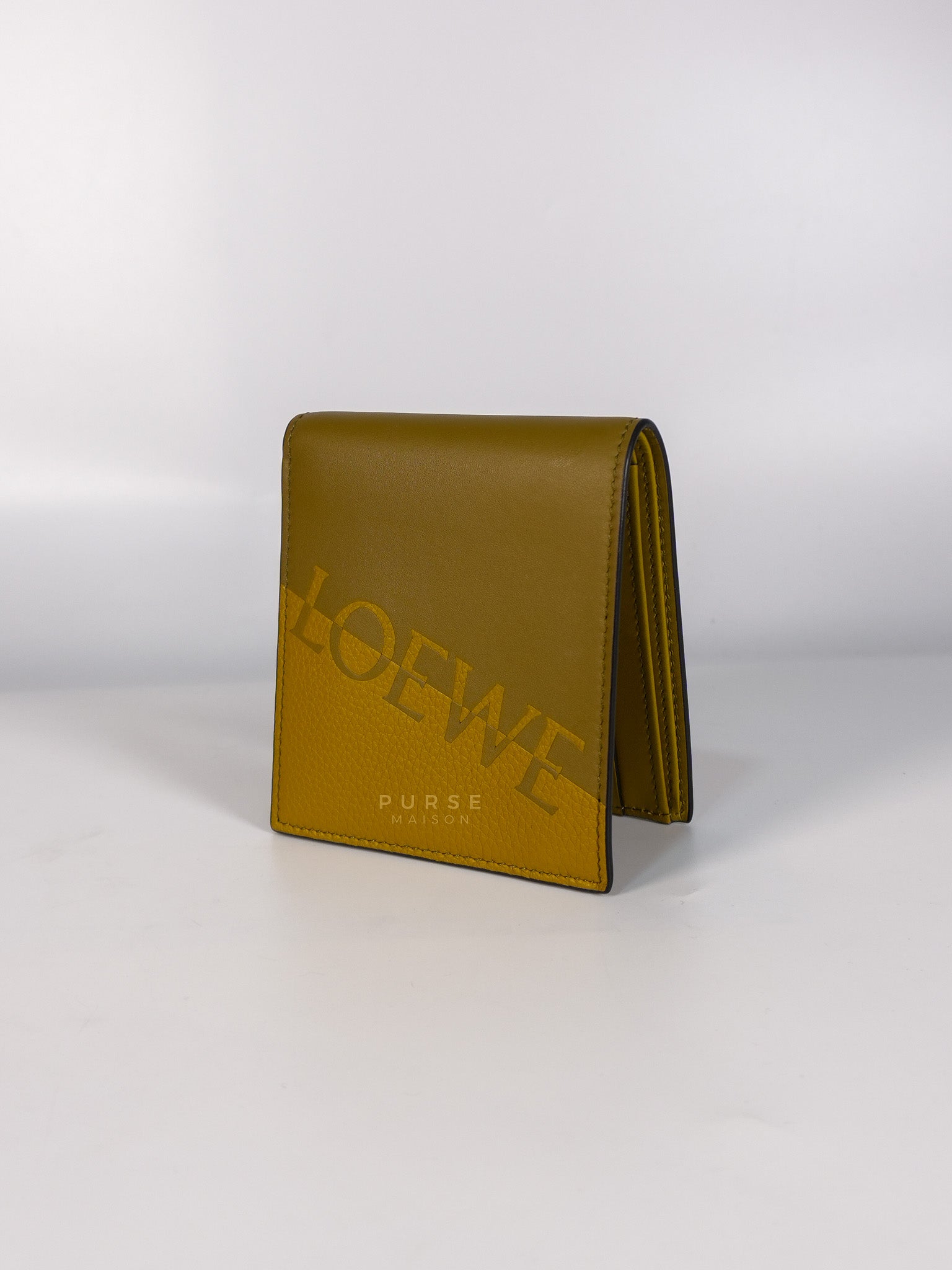 Logo Signature Print in Olive Calfskin Leather | Purse Maison Luxury Bags Shop