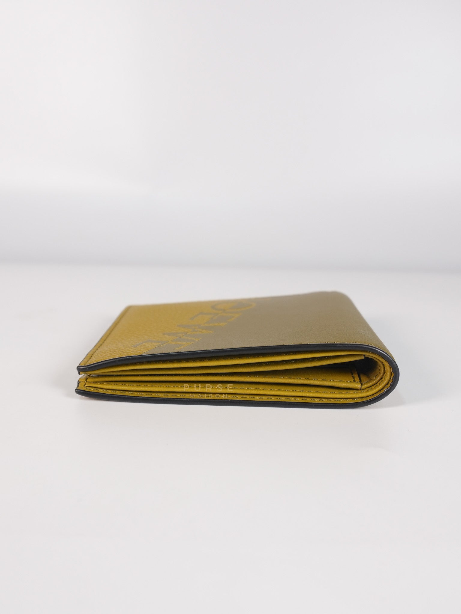 Logo Signature Print in Olive Calfskin Leather | Purse Maison Luxury Bags Shop