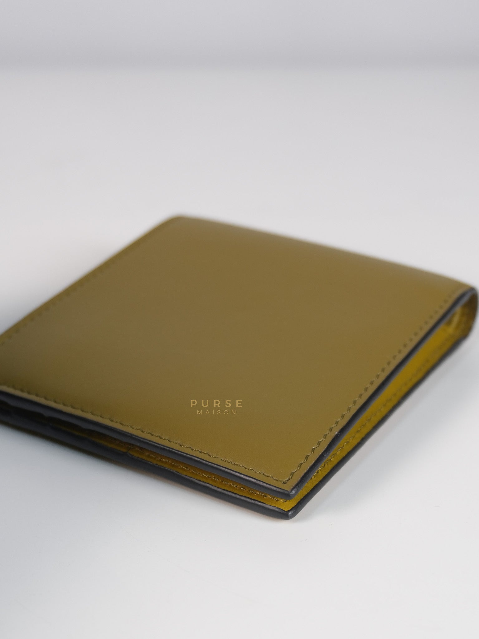 Logo Signature Print in Olive Calfskin Leather | Purse Maison Luxury Bags Shop