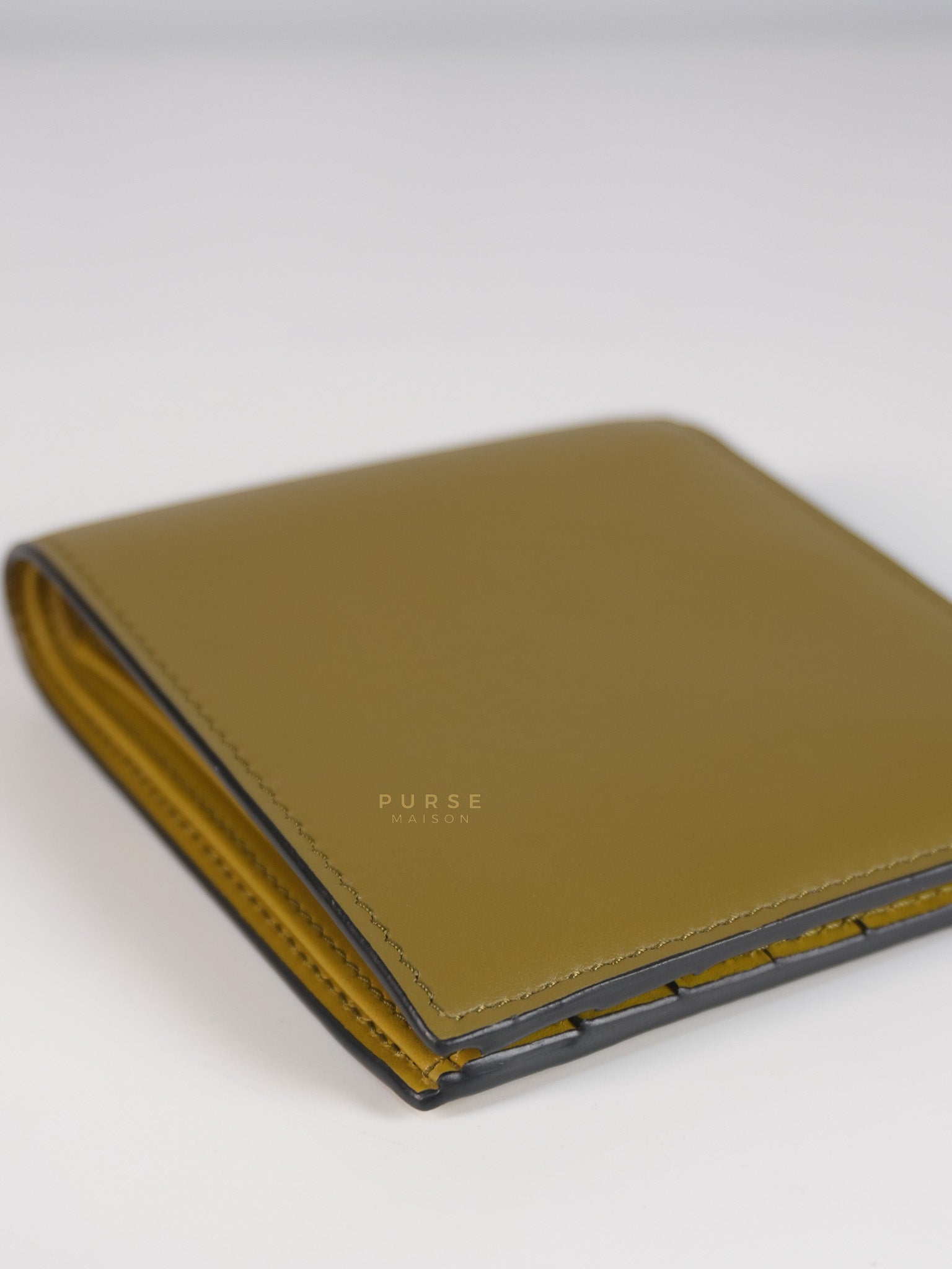 Logo Signature Print in Olive Calfskin Leather | Purse Maison Luxury Bags Shop