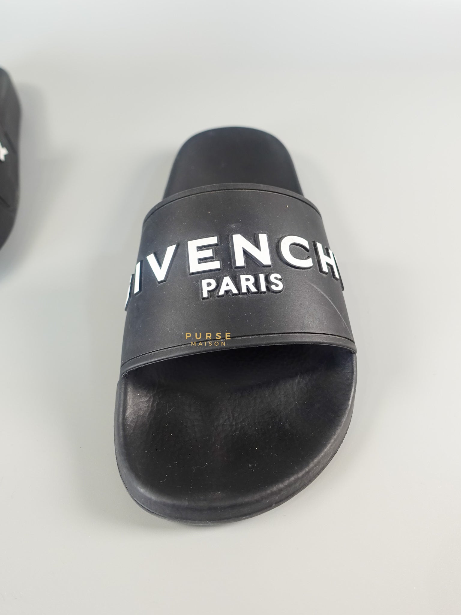 Logo Slide Black/White Sandals Size 37 EU (24cm) | Purse Maison Luxury Bags Shop