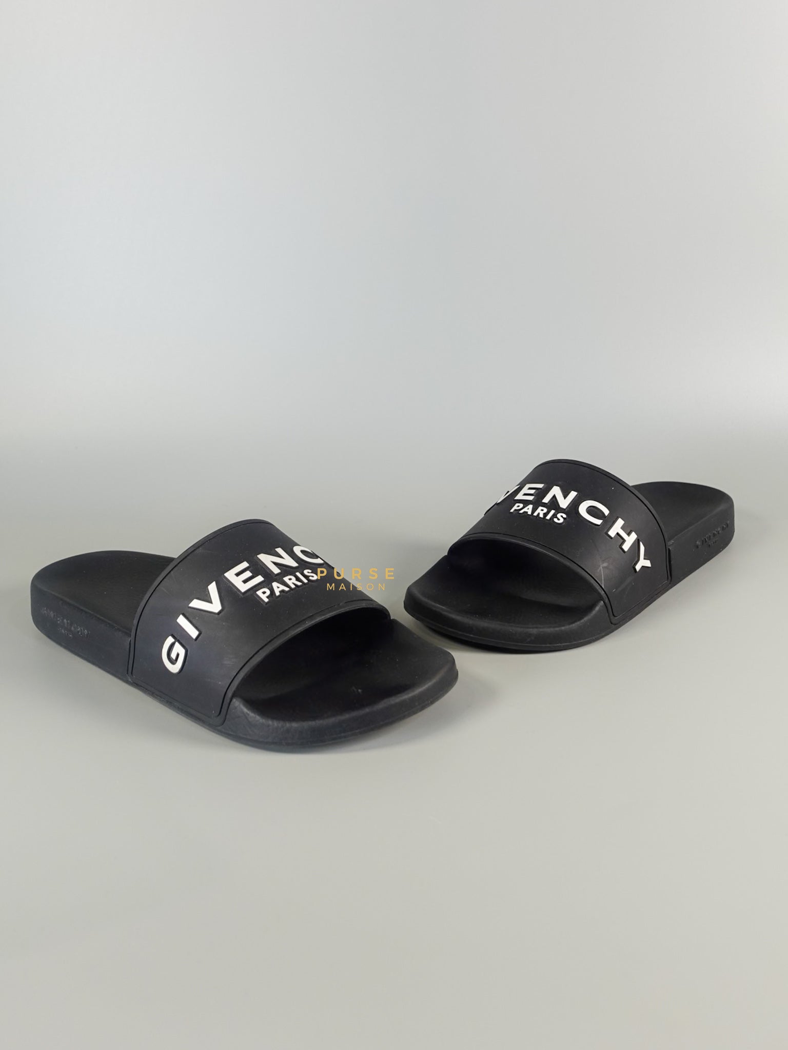 Logo Slide Black/White Sandals Size 37 EU (24cm) | Purse Maison Luxury Bags Shop