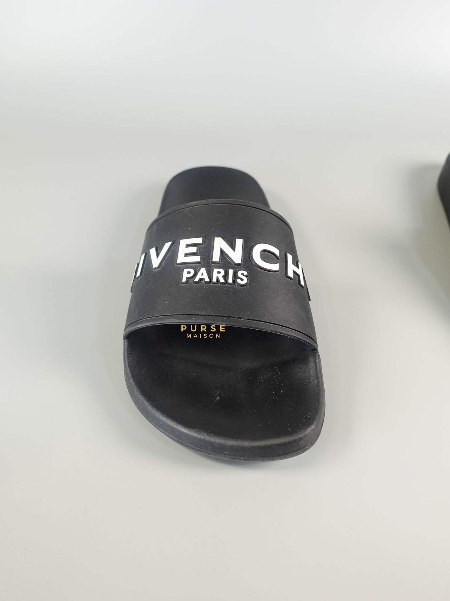 Logo Slide Black/White Sandals Size 37 EU (24cm) | Purse Maison Luxury Bags Shop