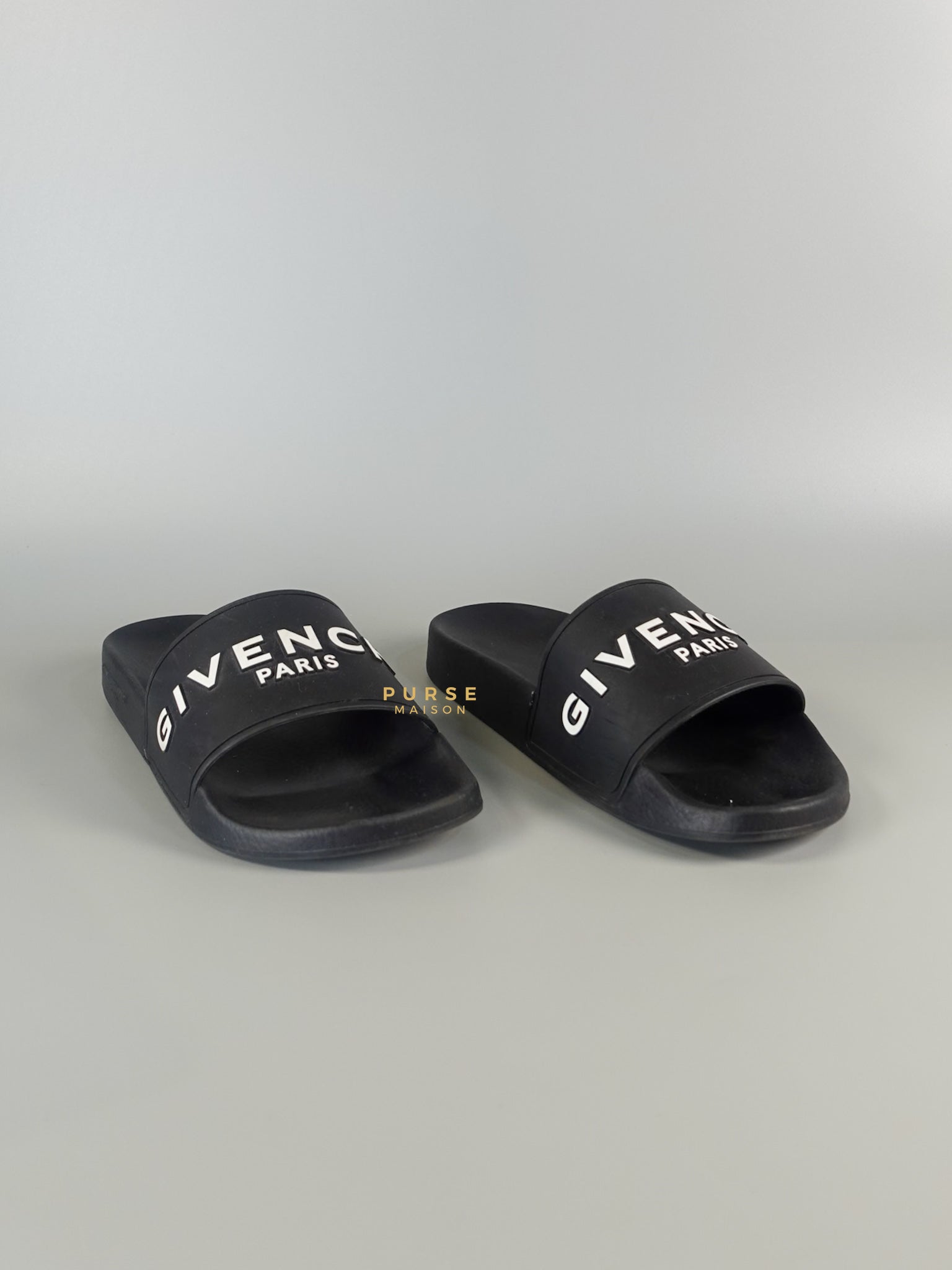 Logo Slide Black/White Sandals Size 37 EU (24cm) | Purse Maison Luxury Bags Shop