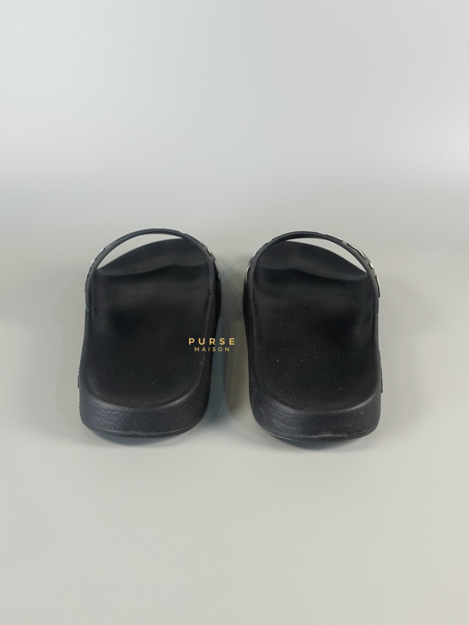 Logo Slide Black/White Sandals Size 37 EU (24cm) | Purse Maison Luxury Bags Shop