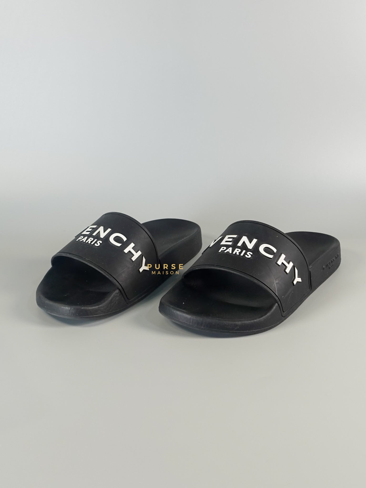 Logo Slide Black/White Sandals Size 37 EU (24cm) | Purse Maison Luxury Bags Shop