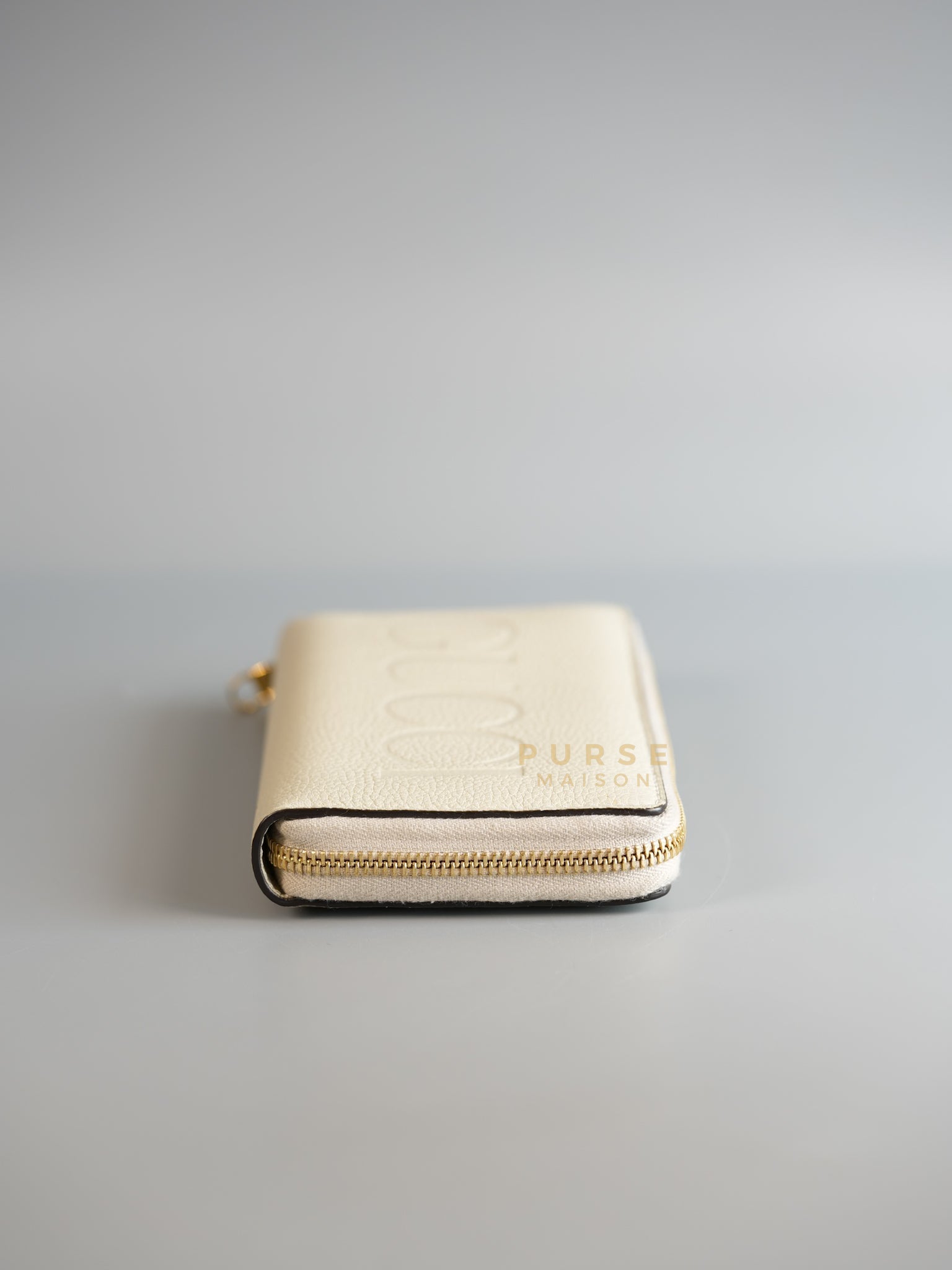 Logo Zipped Long Wallet in Ivory Leather | Purse Maison Luxury Bags Shop