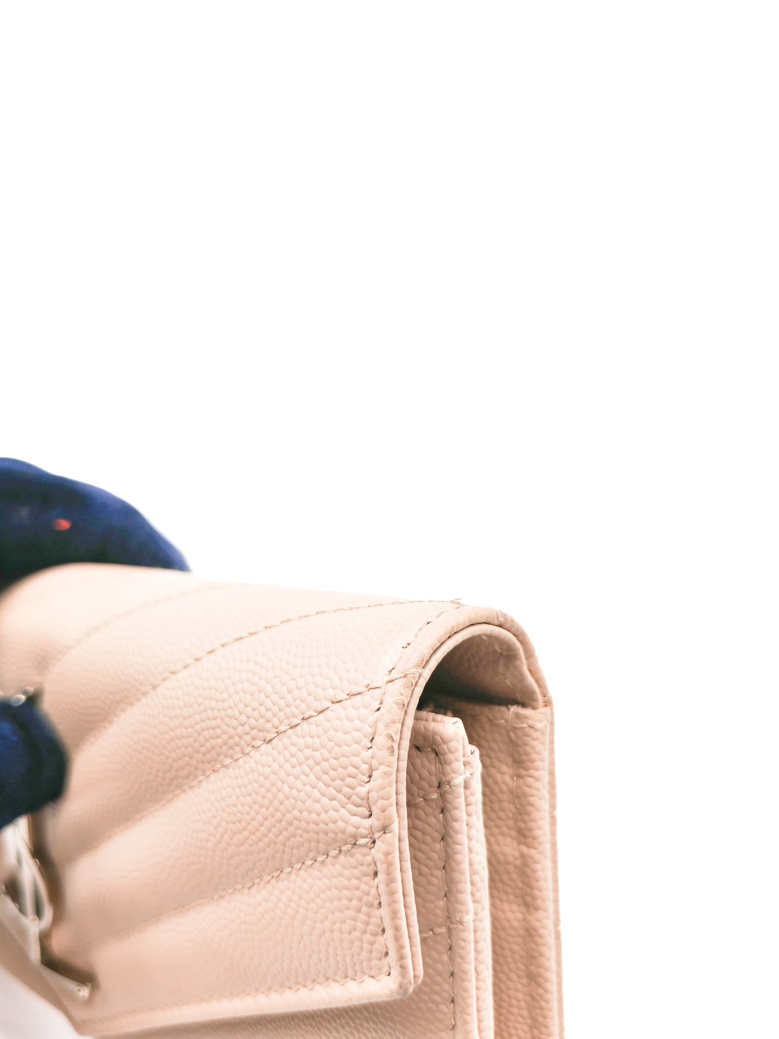 Long Flap Wallet in Nude Pink Grain De Poudre Leather Silver Hardware | Purse Maison Luxury Bags Shop