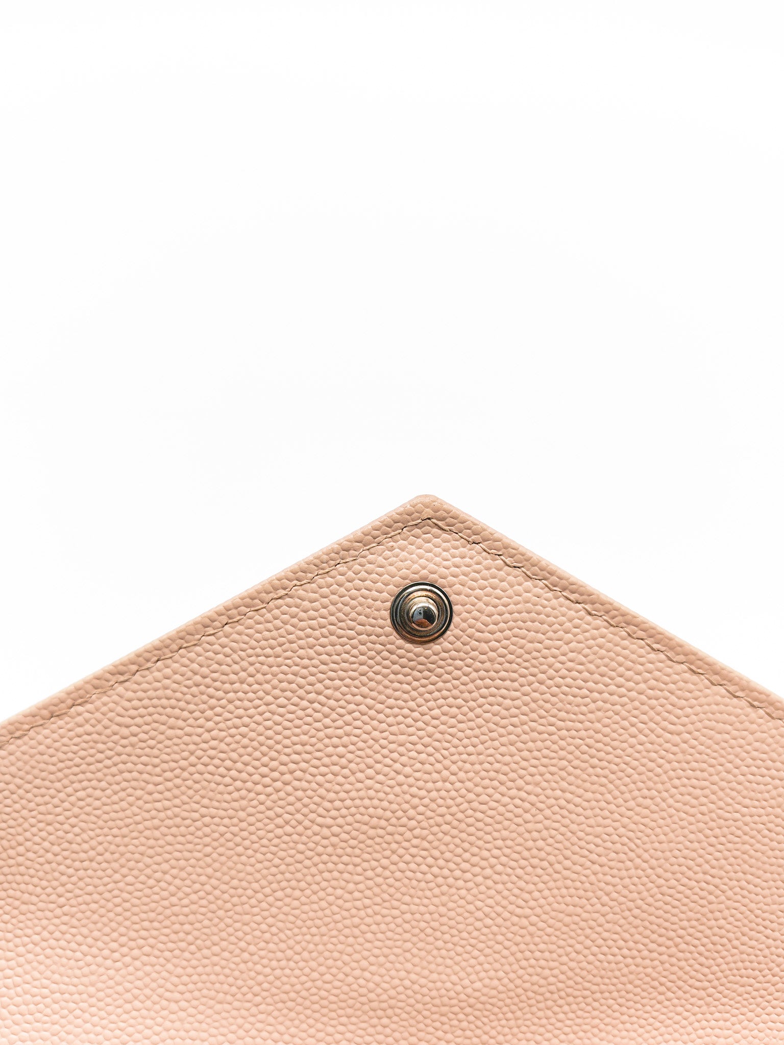 Long Flap Wallet in Nude Pink Grain De Poudre Leather Silver Hardware | Purse Maison Luxury Bags Shop